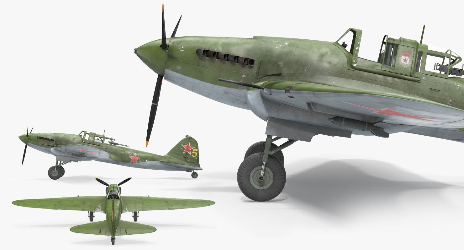 3D Ilyushin Il 2 WWII Soviet Attack Aircraft Rigged model