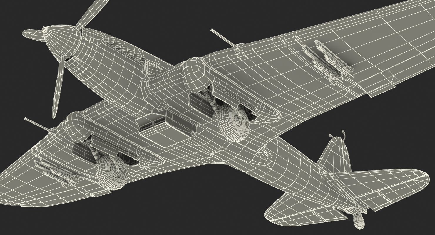 3D Ilyushin Il 2 WWII Soviet Attack Aircraft Rigged model