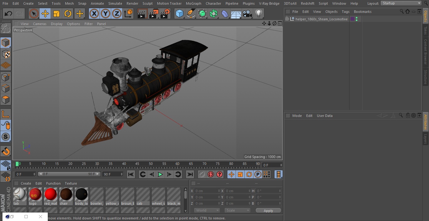 1860s Steam Locomotive 3D
