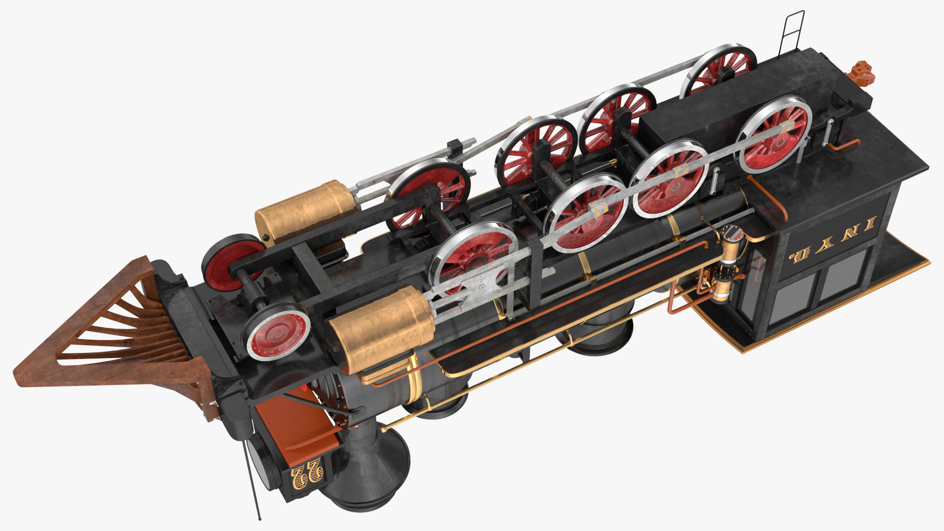 1860s Steam Locomotive 3D