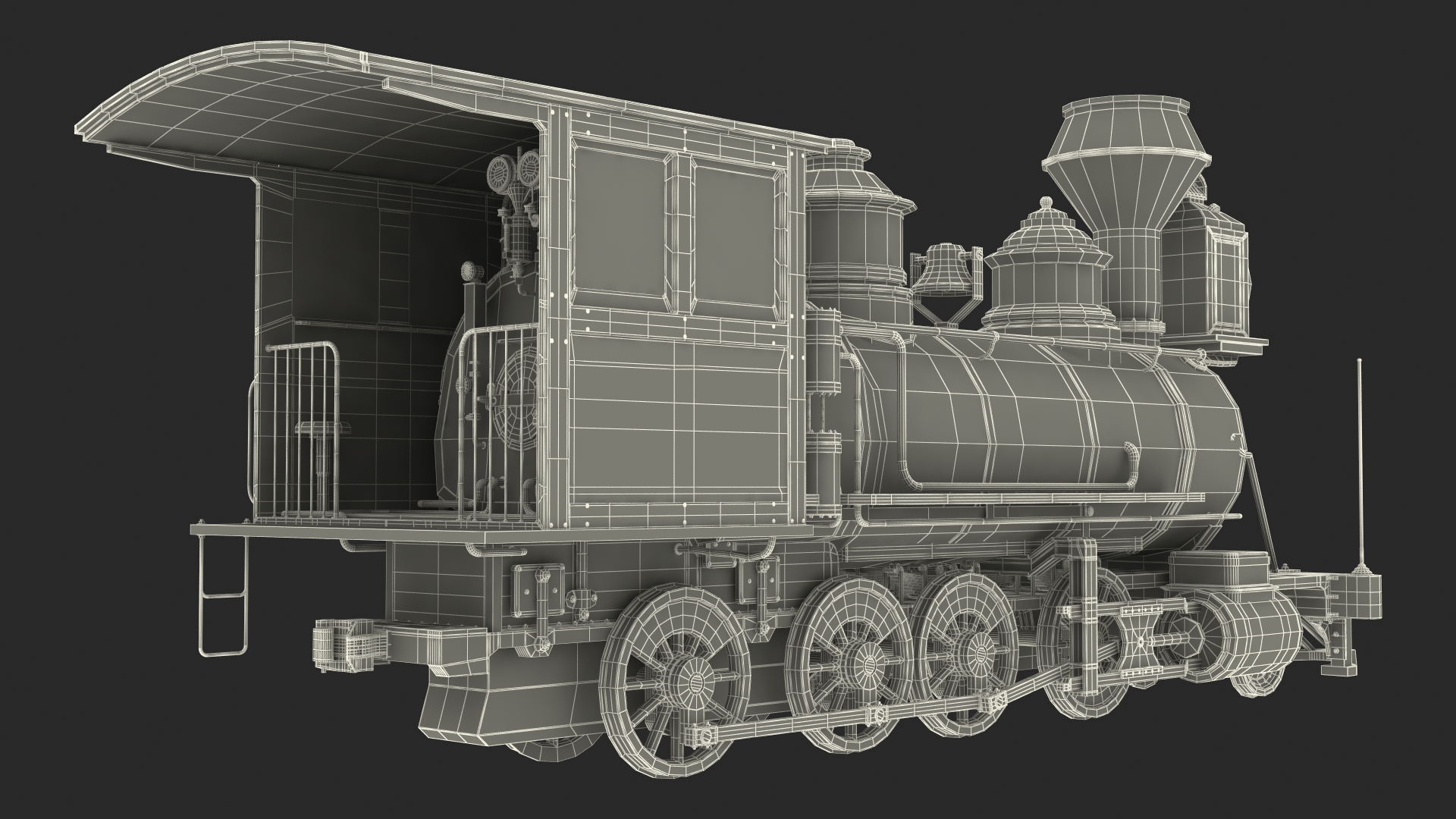 1860s Steam Locomotive 3D