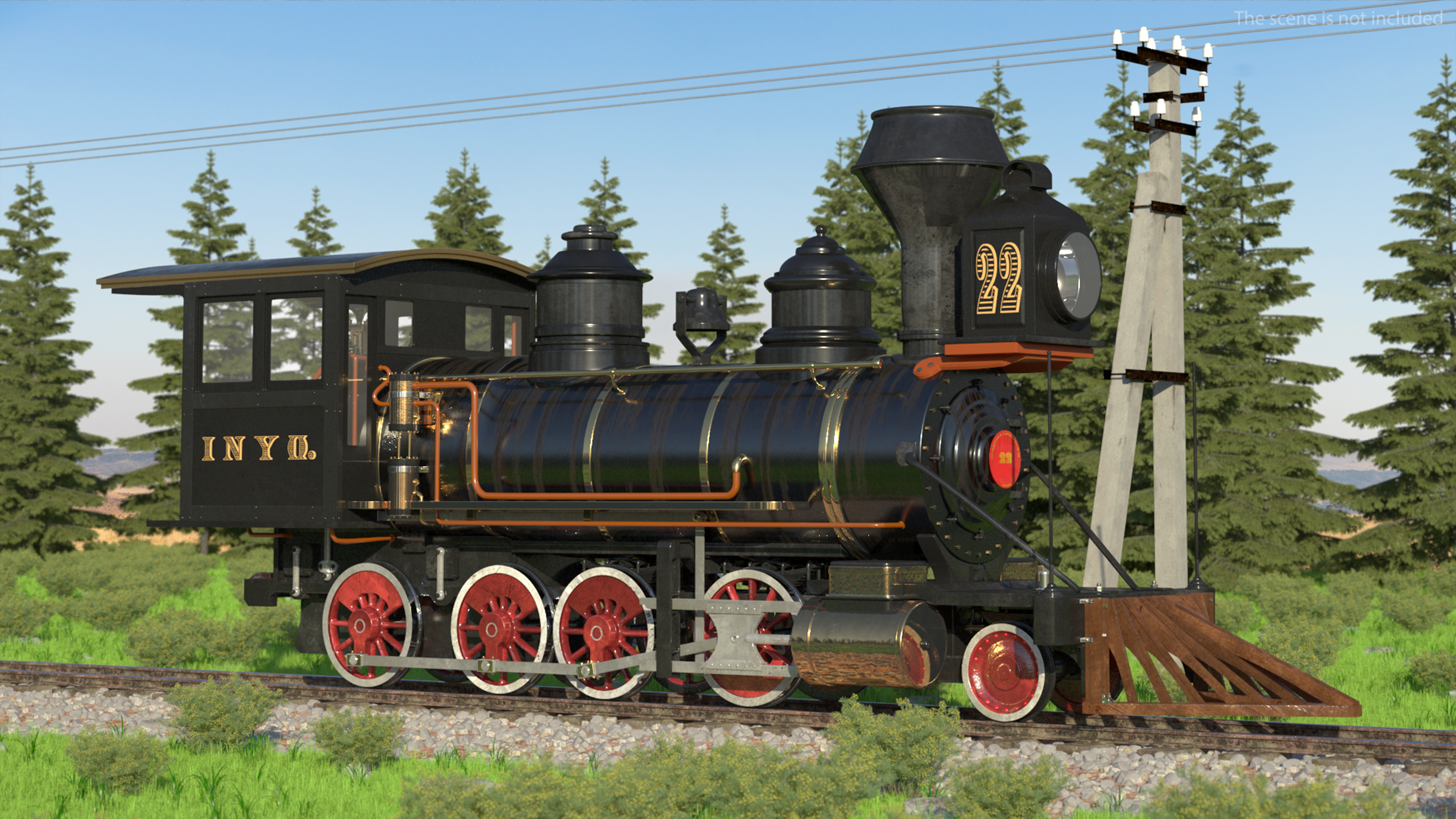 1860s Steam Locomotive 3D