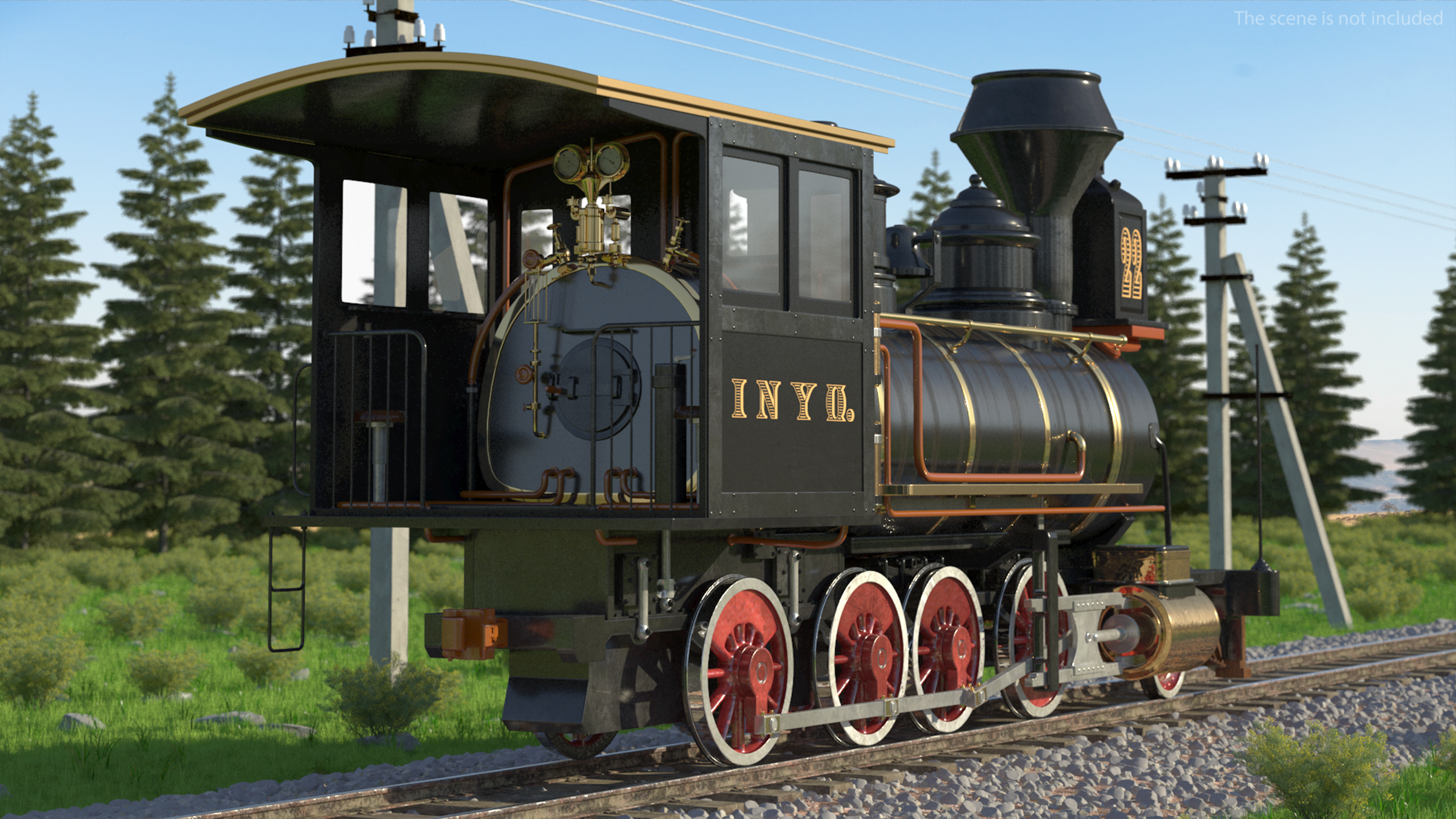 1860s Steam Locomotive 3D