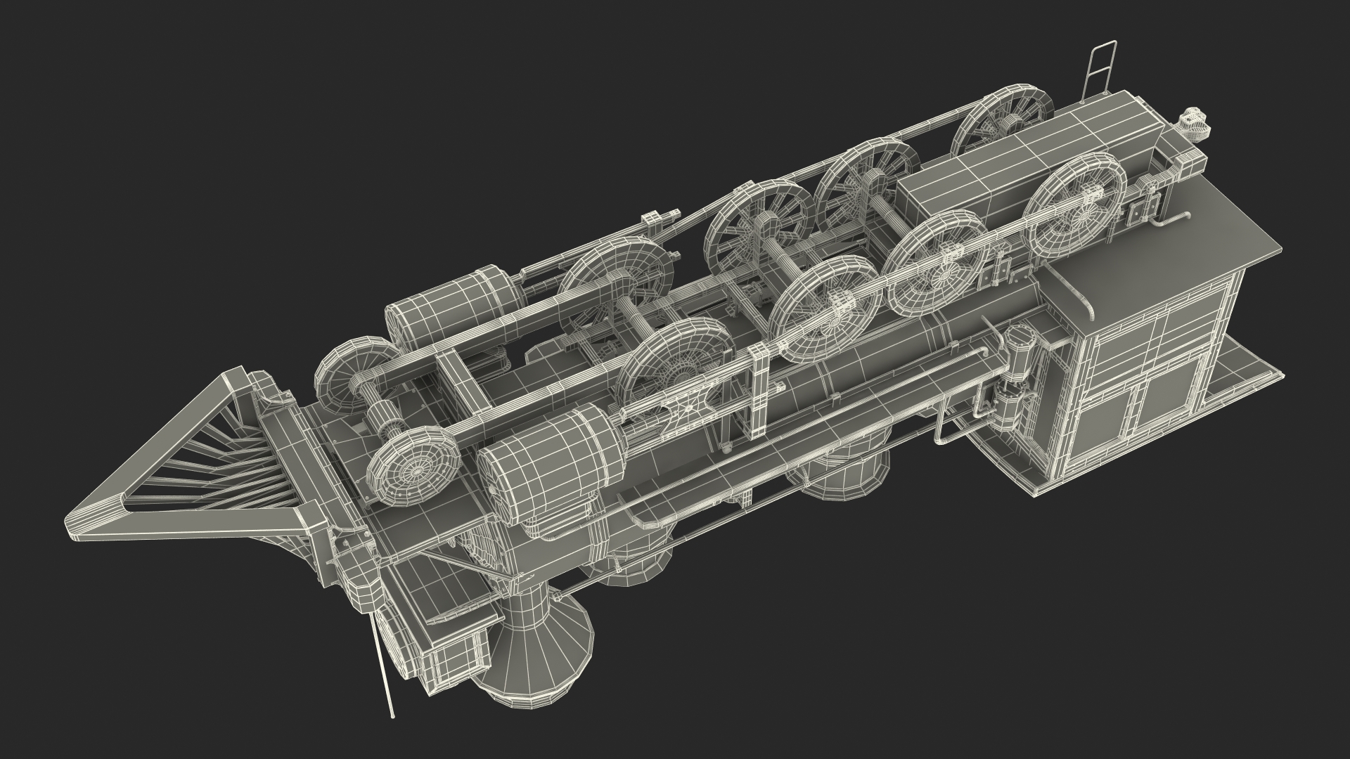 1860s Steam Locomotive 3D