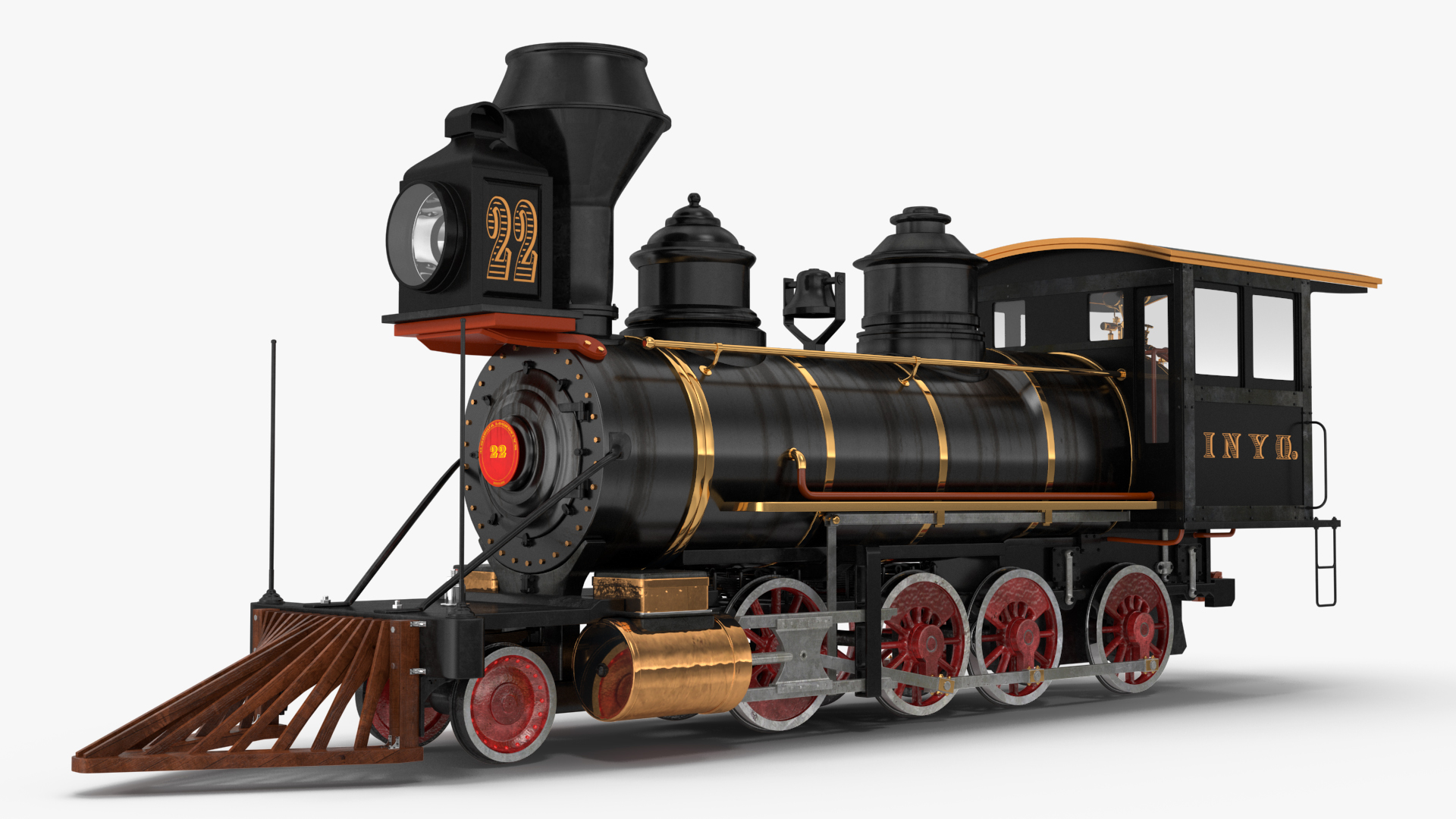 1860s Steam Locomotive 3D