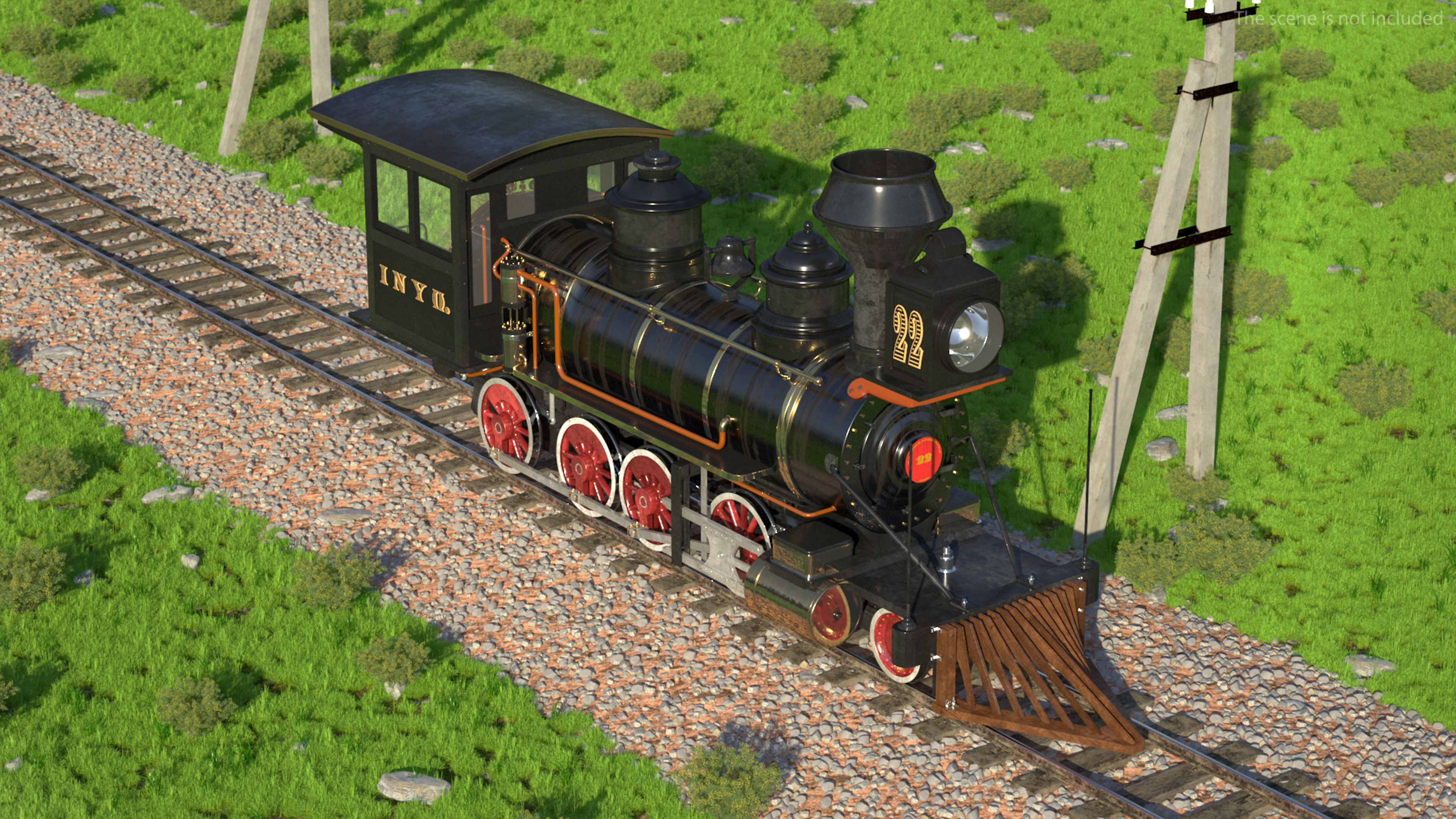 1860s Steam Locomotive 3D