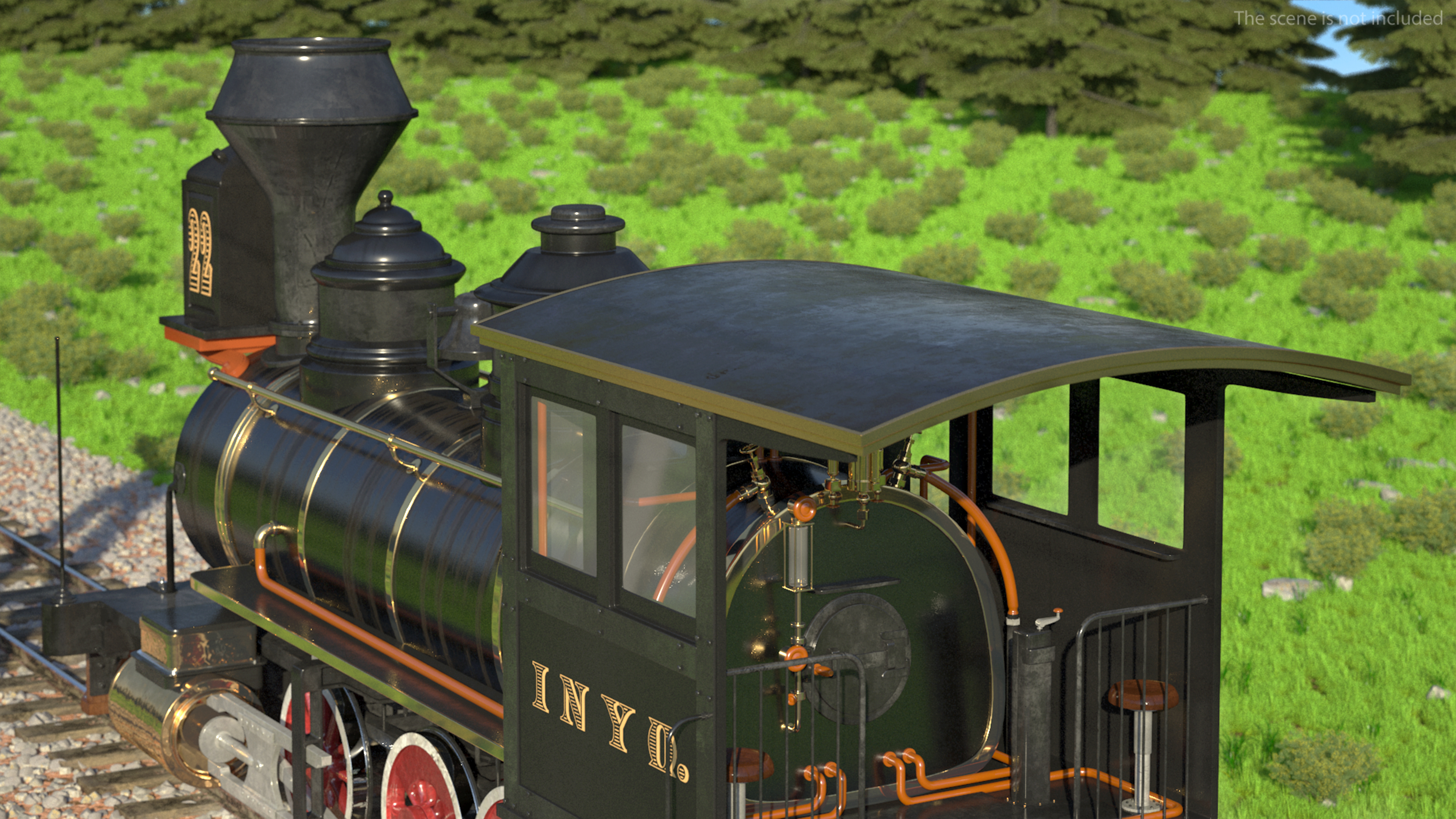 1860s Steam Locomotive 3D