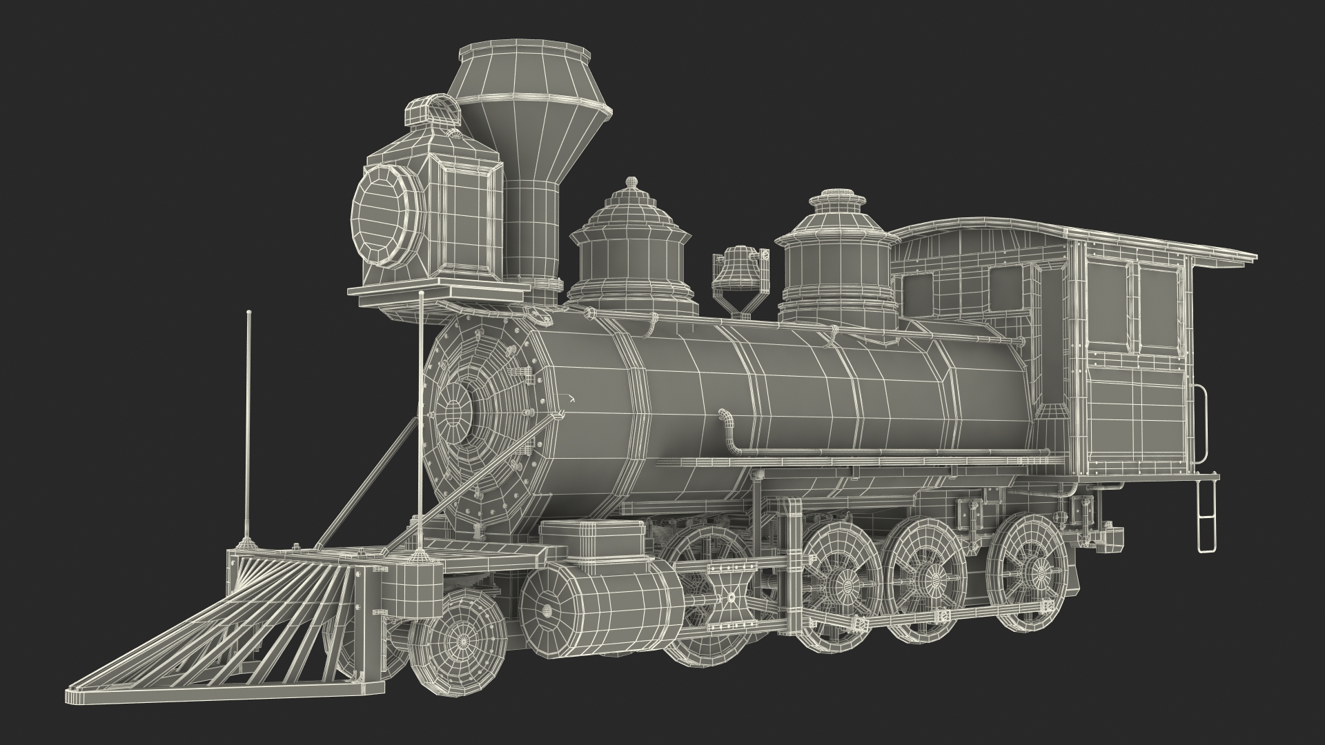 1860s Steam Locomotive 3D