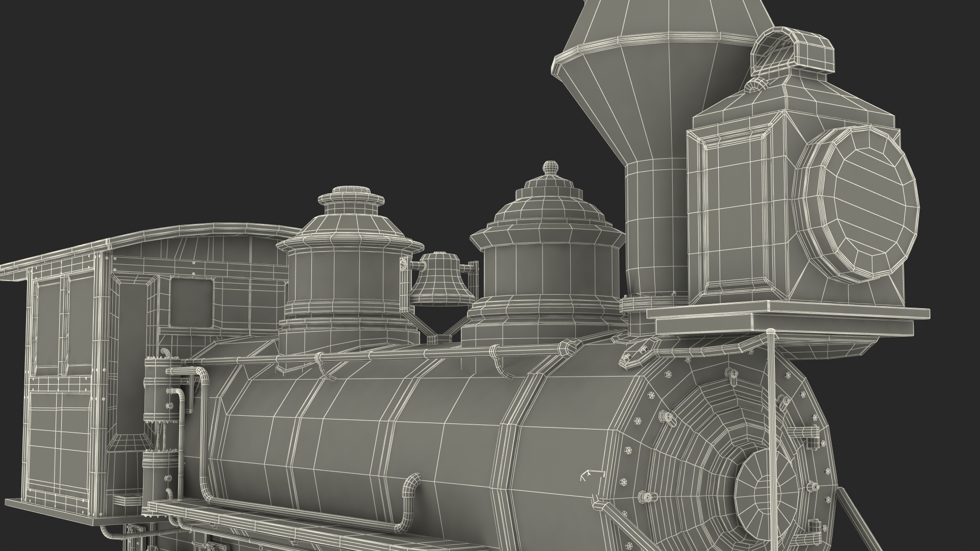 1860s Steam Locomotive 3D