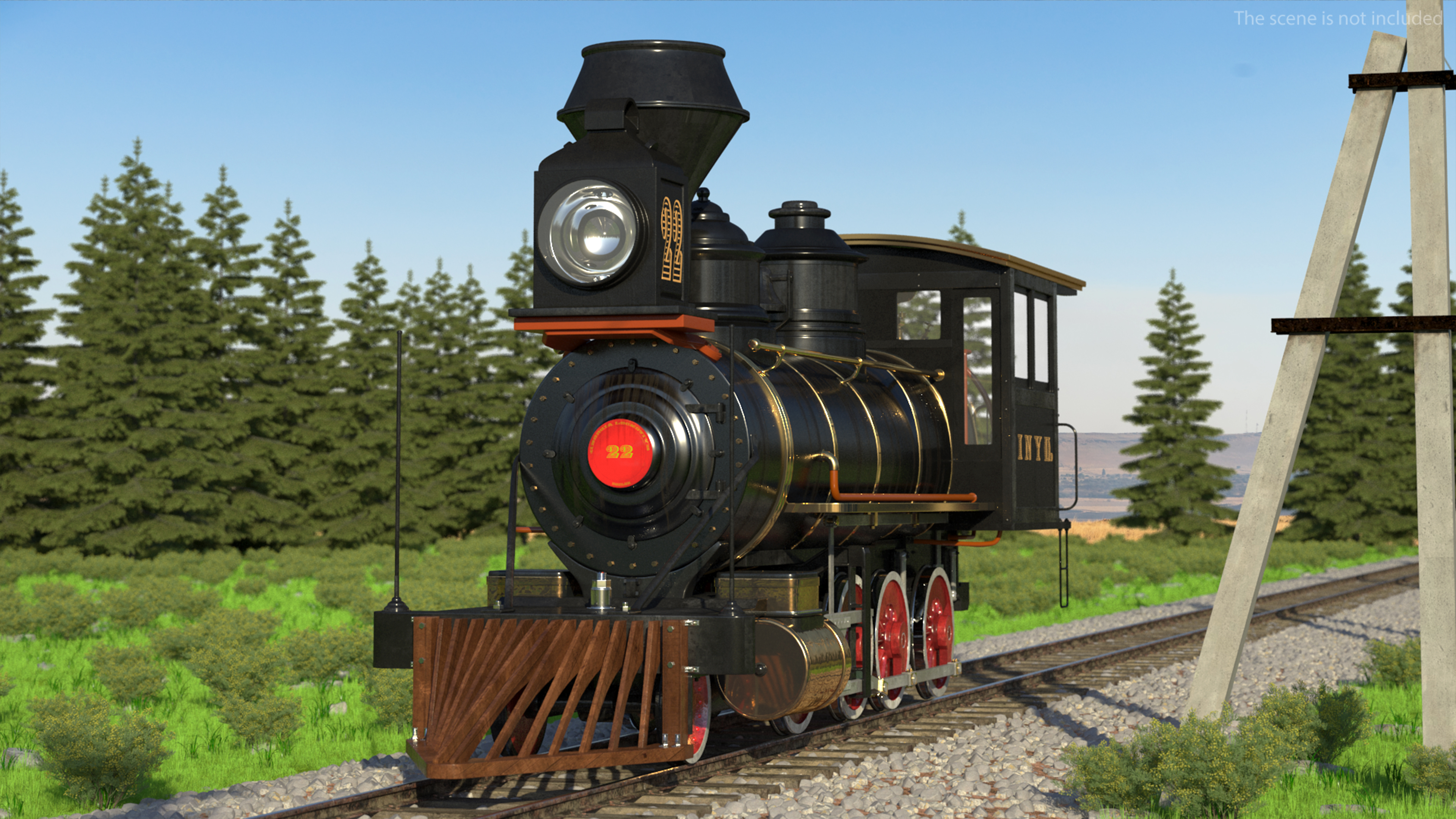 1860s Steam Locomotive 3D