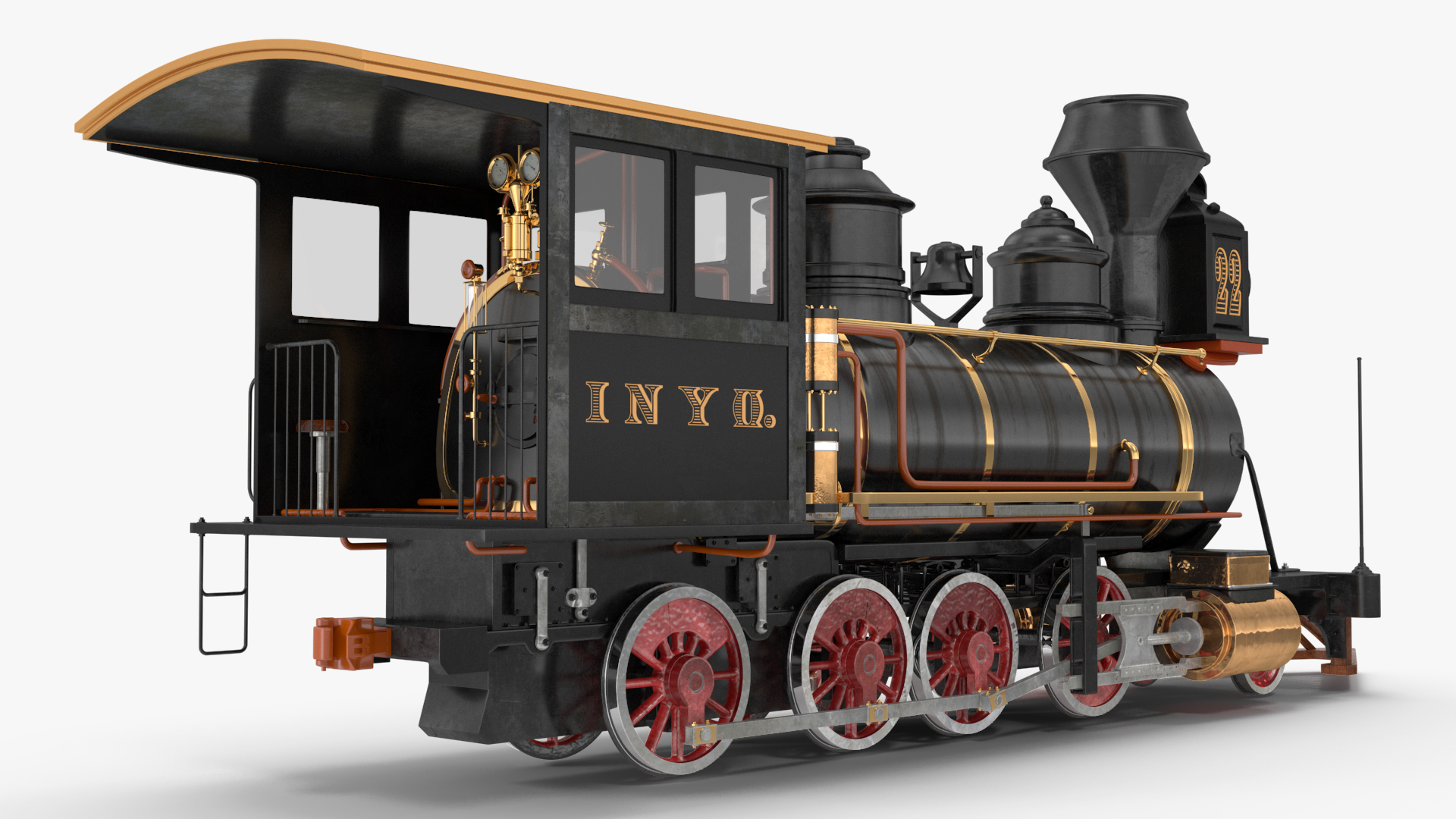 1860s Steam Locomotive 3D