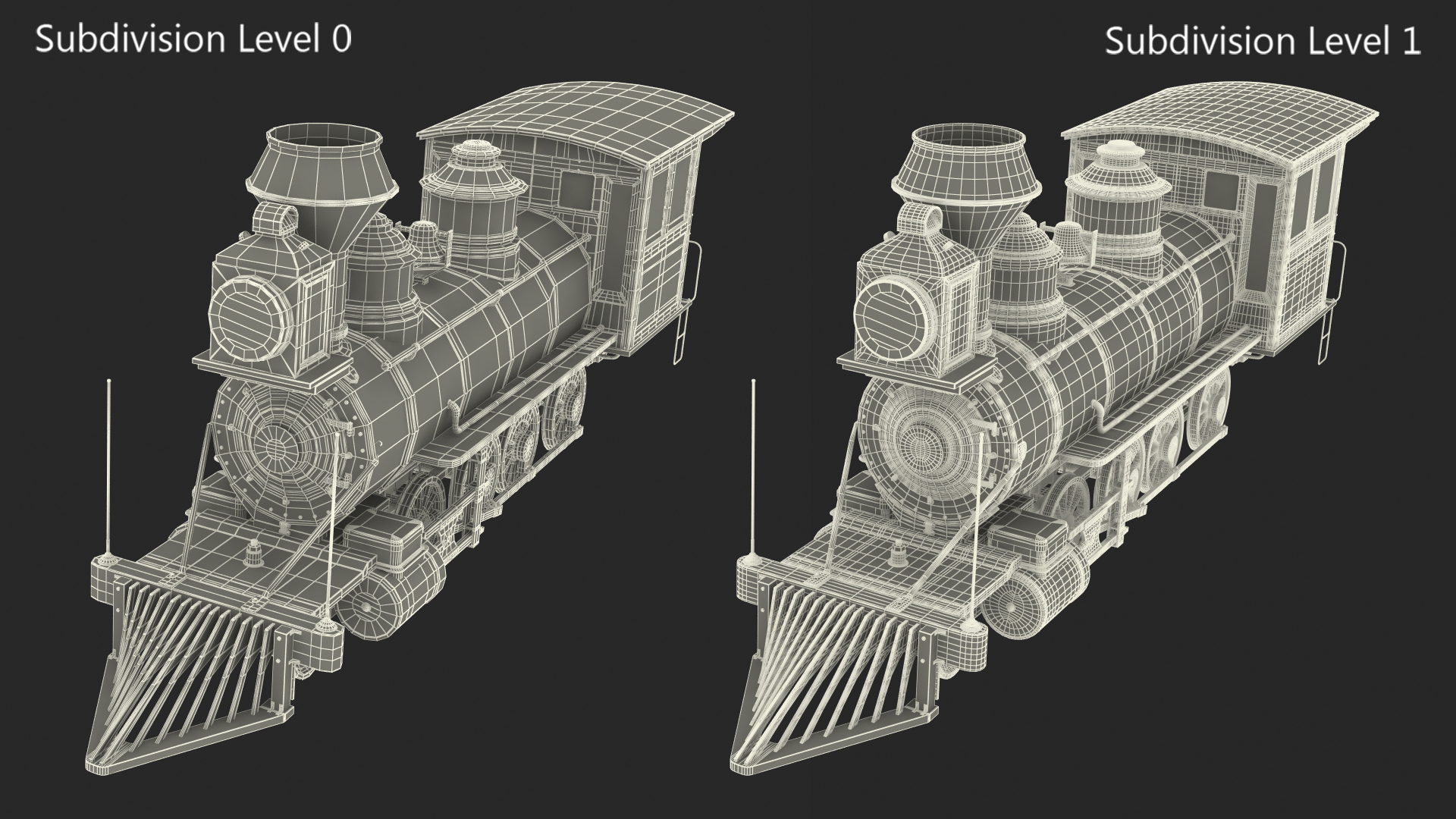 1860s Steam Locomotive 3D