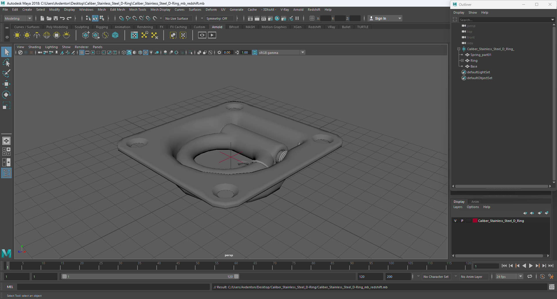3D model Caliber Stainless Steel D-Ring