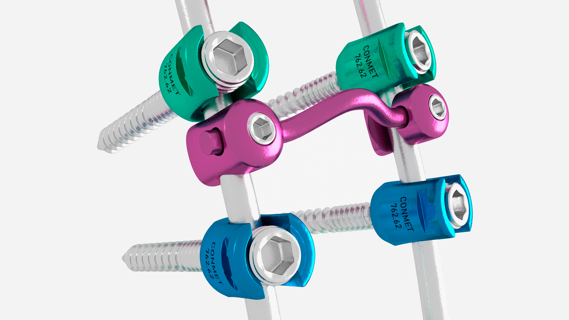 3D Thoracic Spine Fixation System Colored model