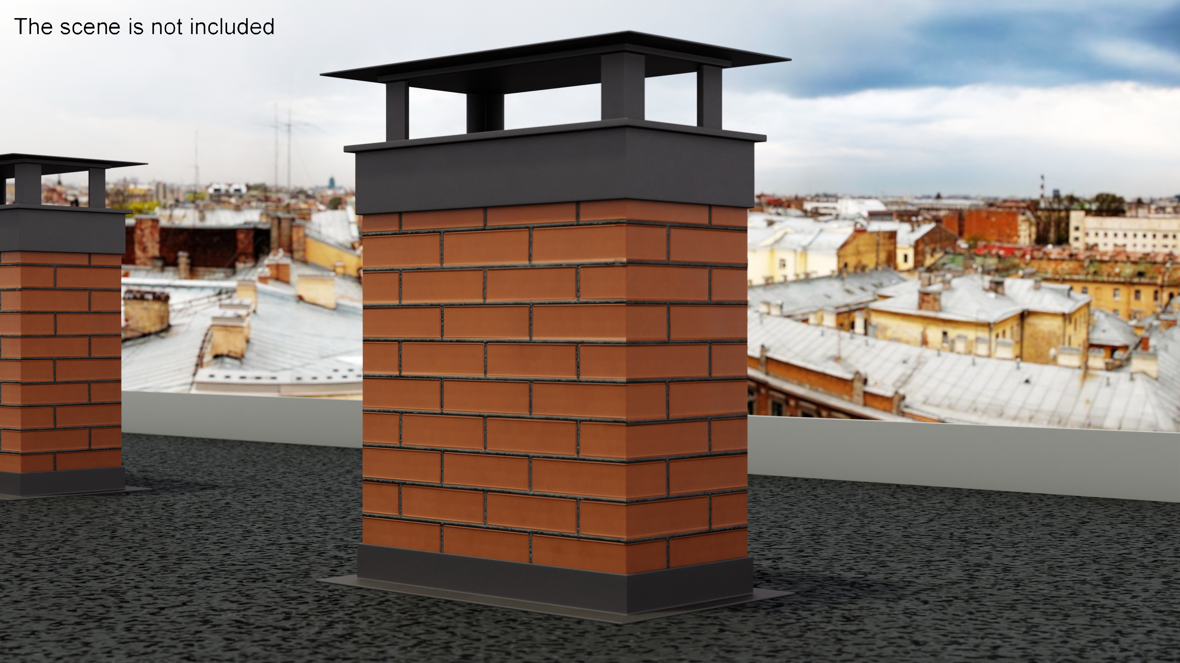 3D model Rectangular Brick Chimney