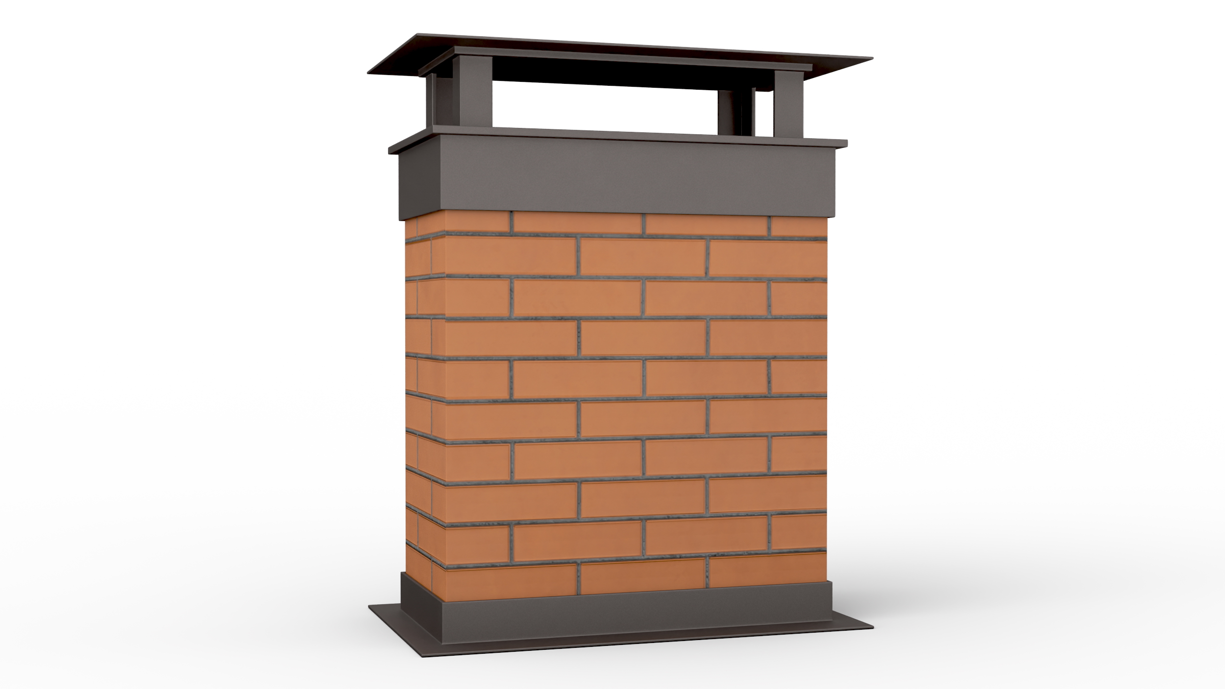 3D model Rectangular Brick Chimney