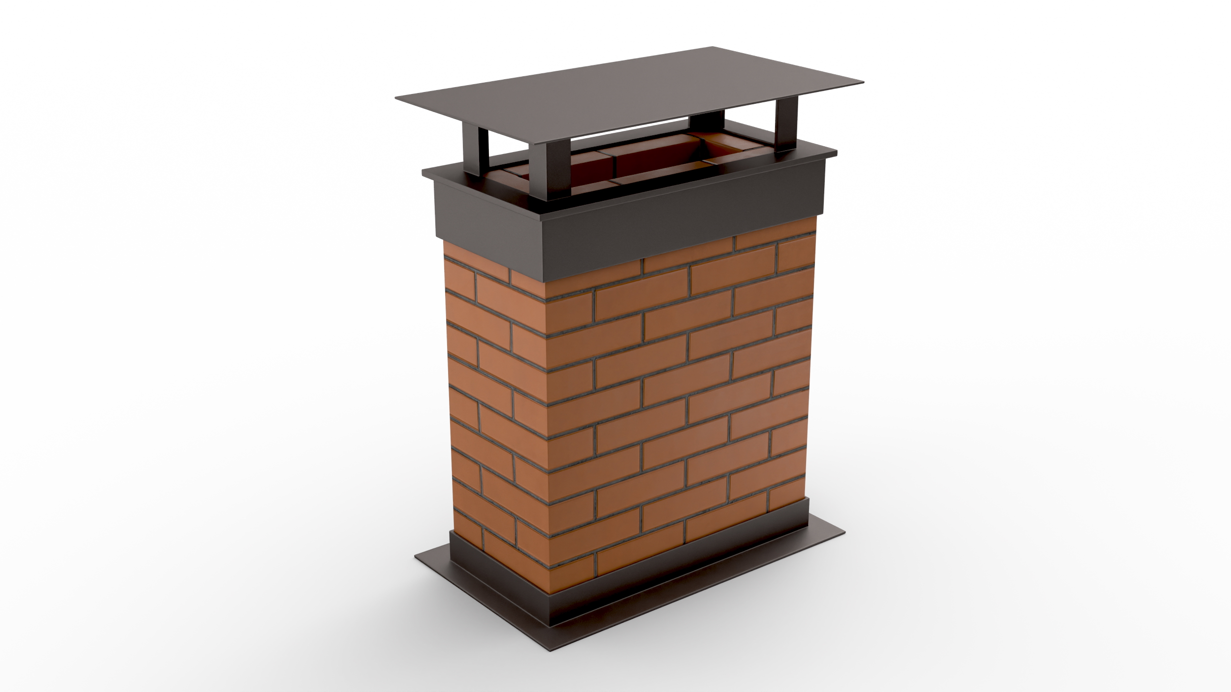 3D model Rectangular Brick Chimney