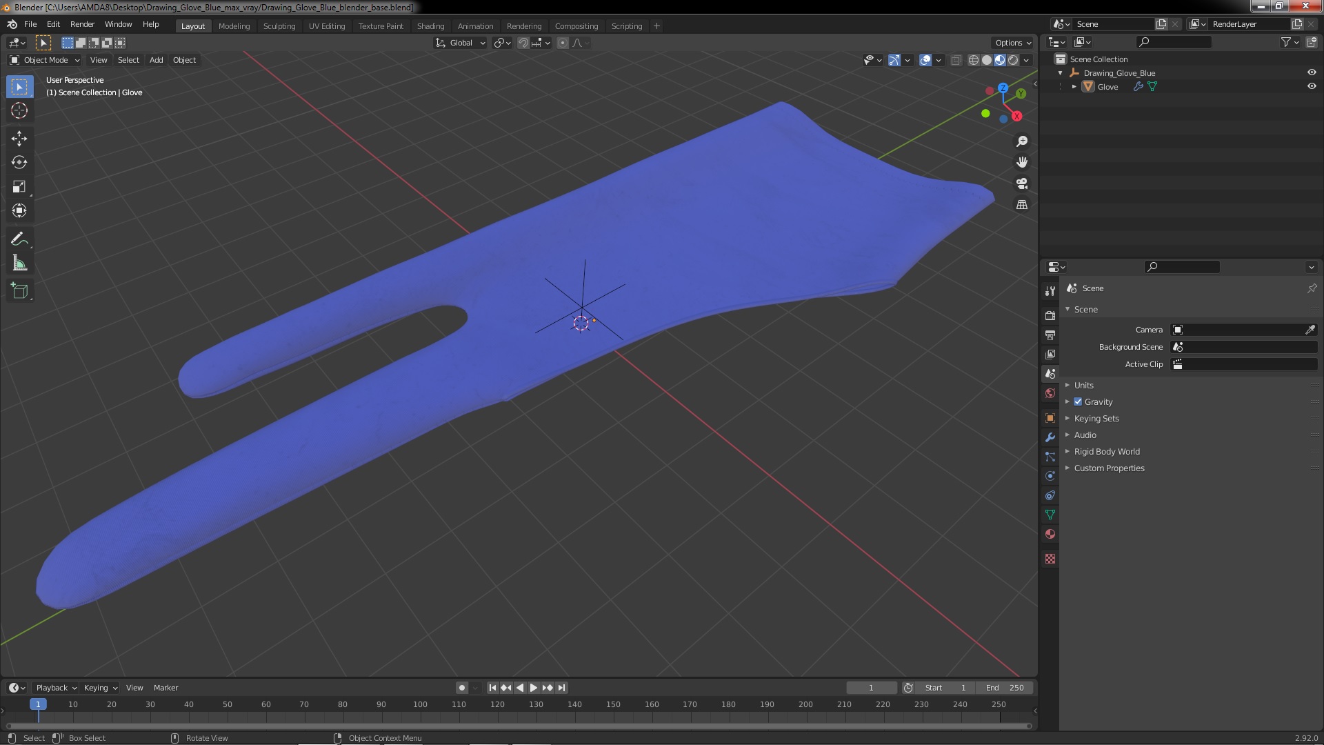 3D Drawing Glove Blue model