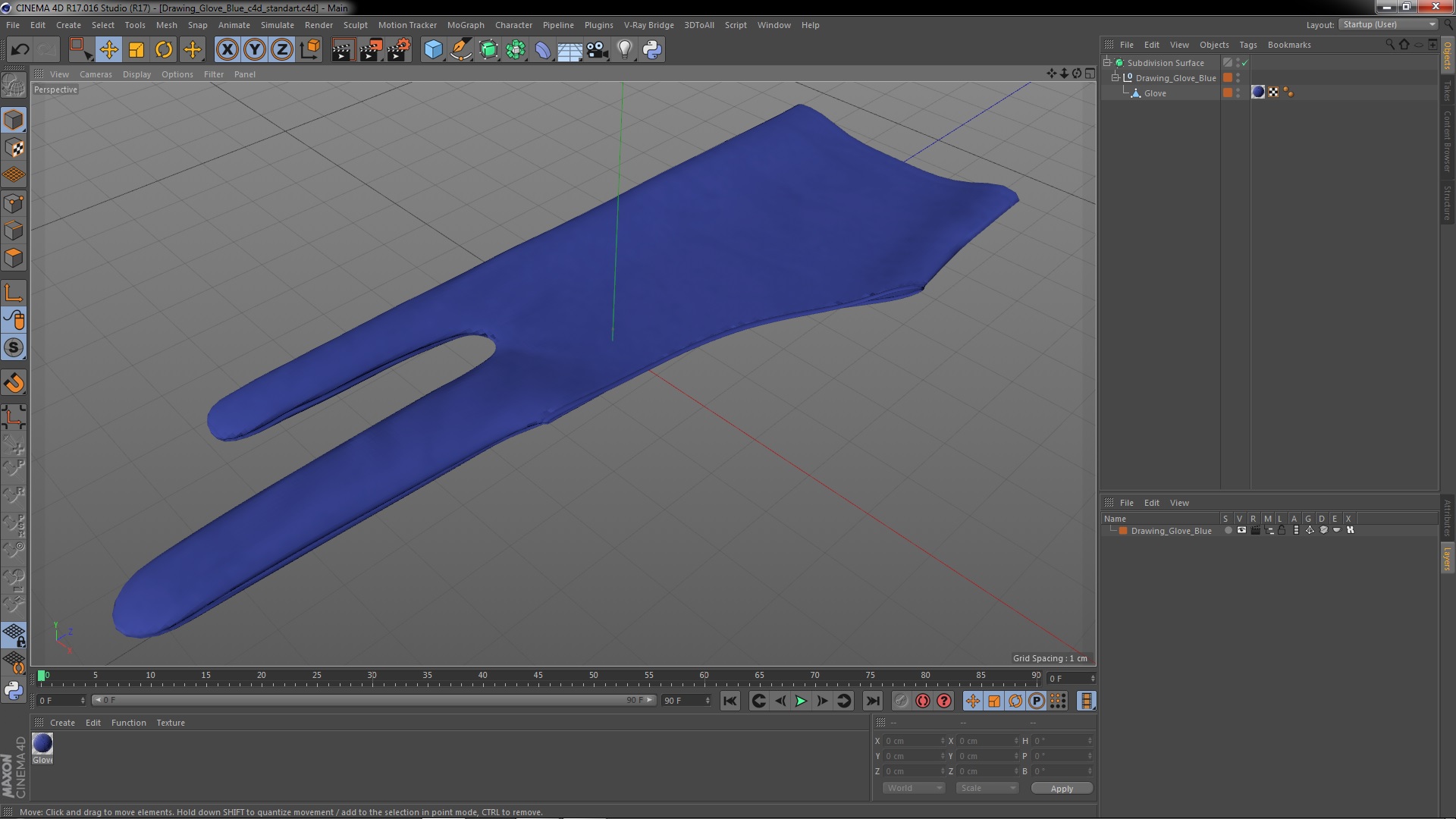 3D Drawing Glove Blue model