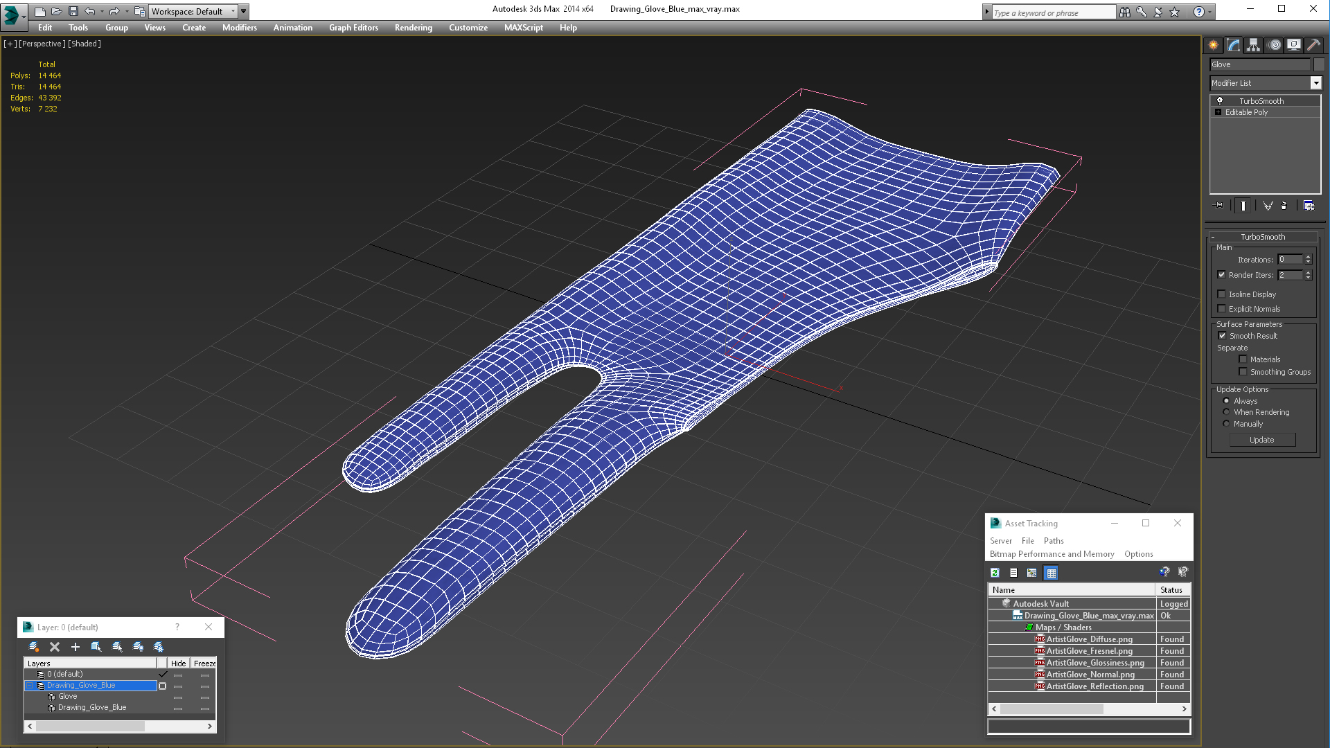 3D Drawing Glove Blue model