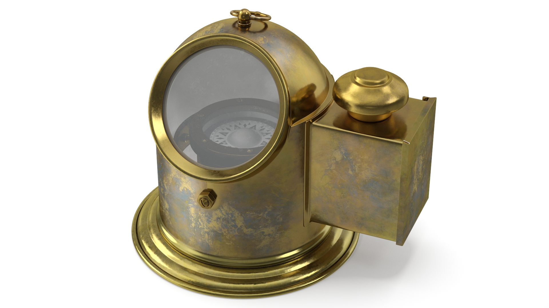 Vintage Marine Binnacle Boat Oil Lamp Old Brass 3D