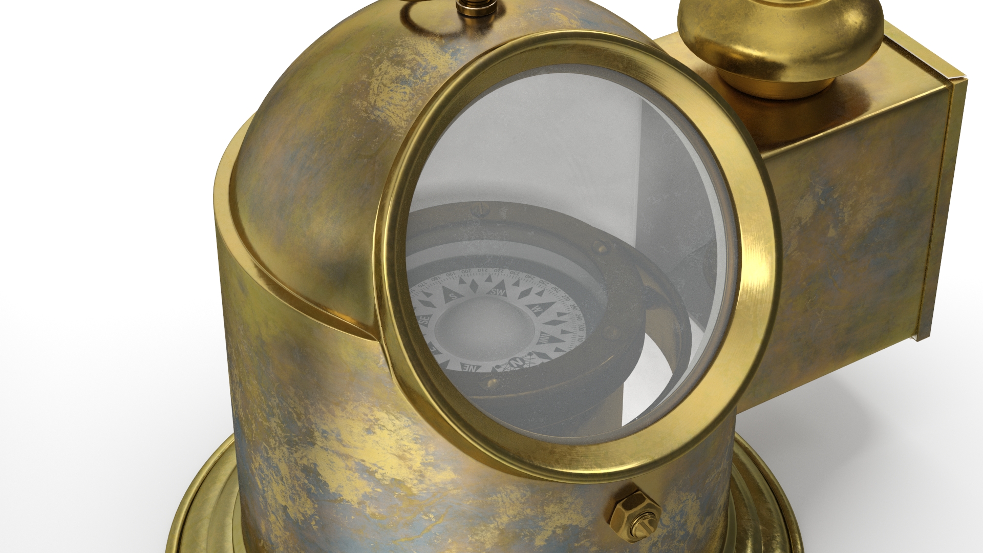 Vintage Marine Binnacle Boat Oil Lamp Old Brass 3D