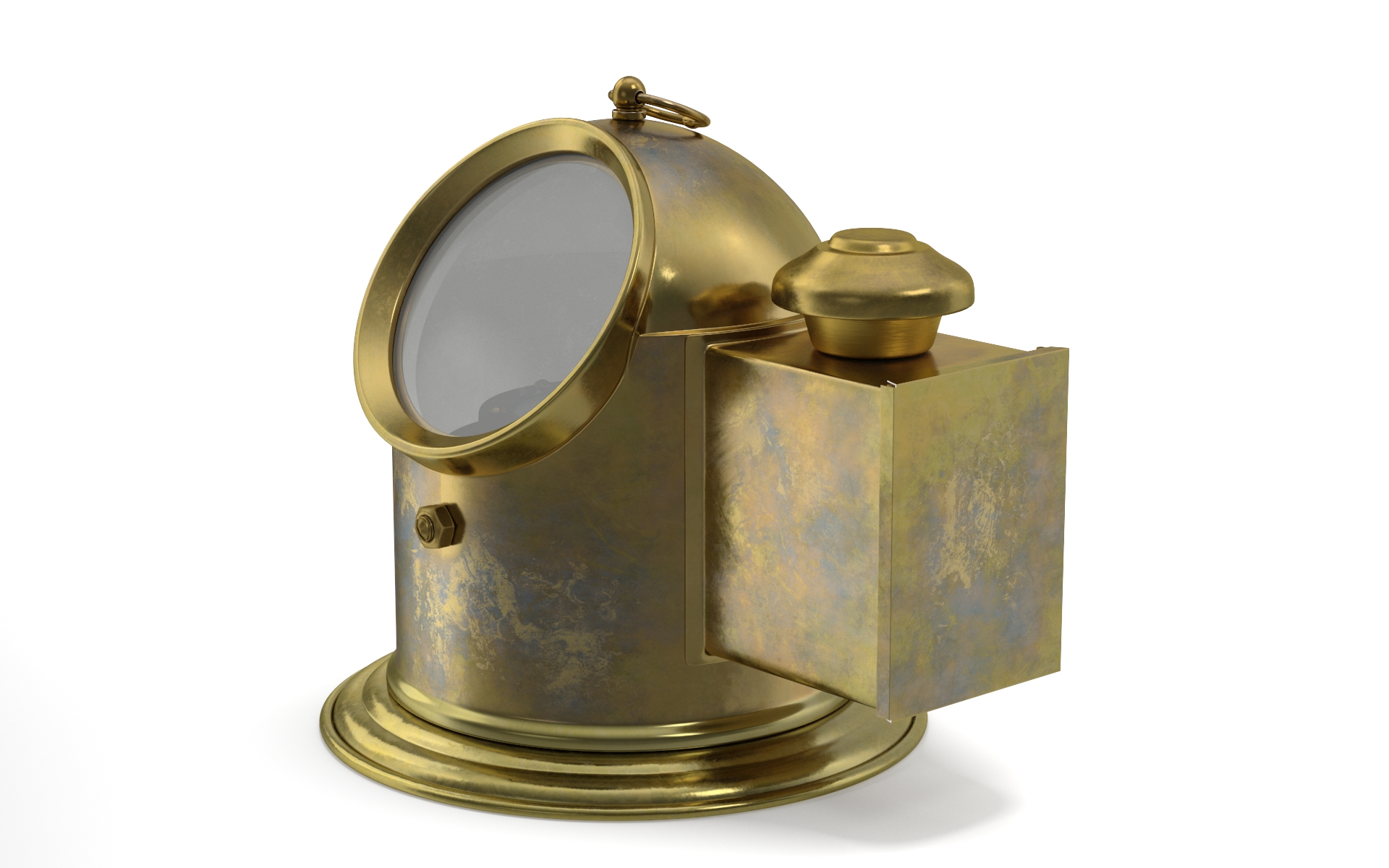 Vintage Marine Binnacle Boat Oil Lamp Old Brass 3D