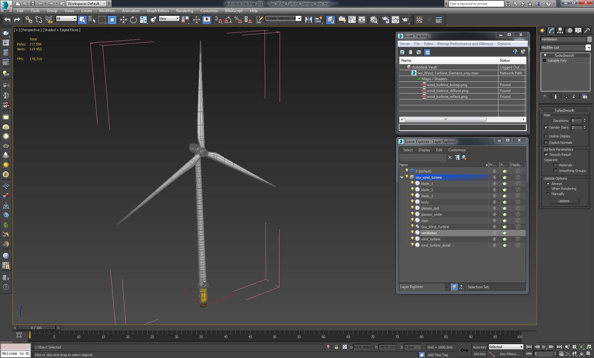 Sea Wind Turbine Siemens 3D model