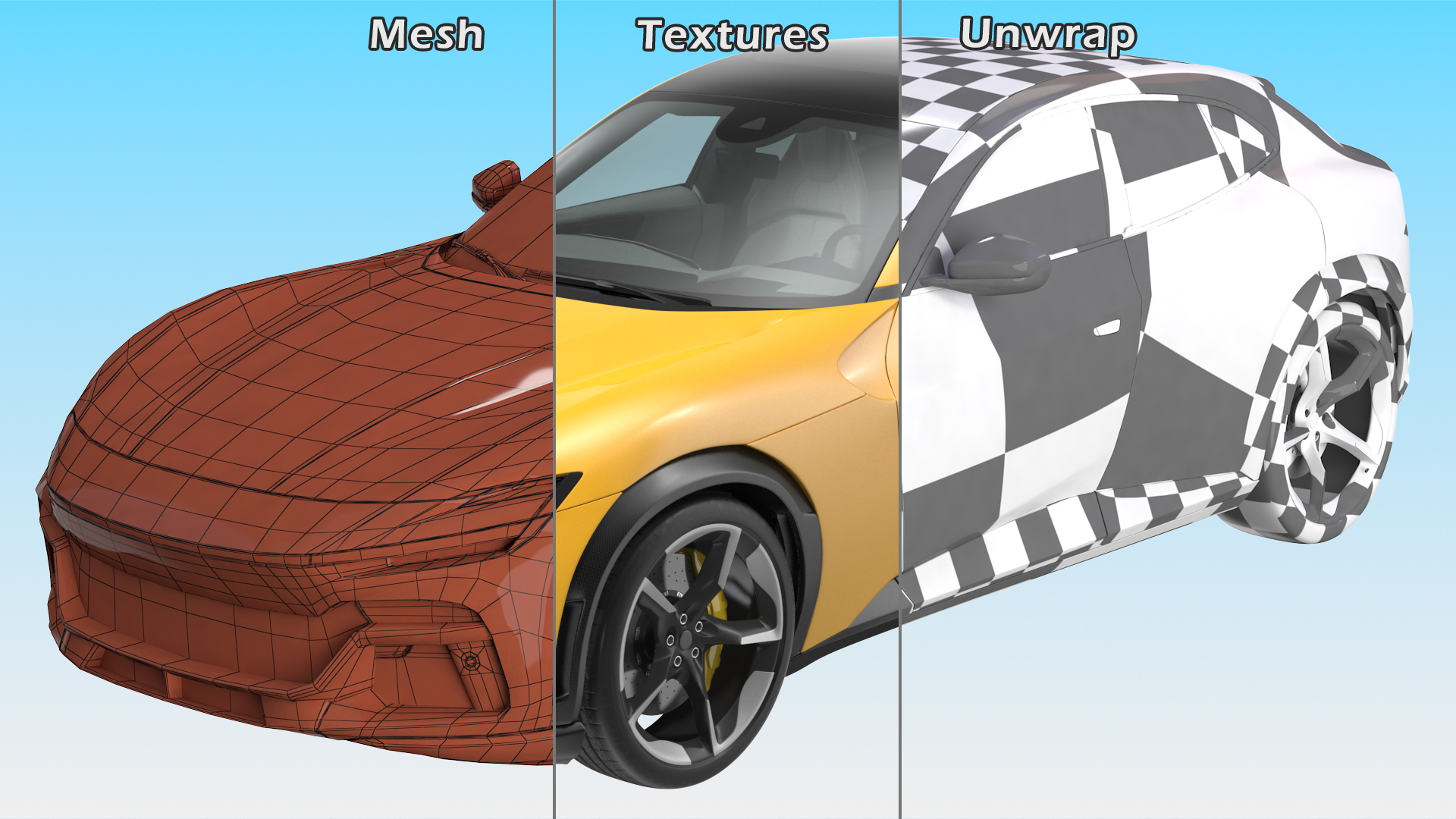 Extreme Crossover Sports Car Yellow Rigged 3D