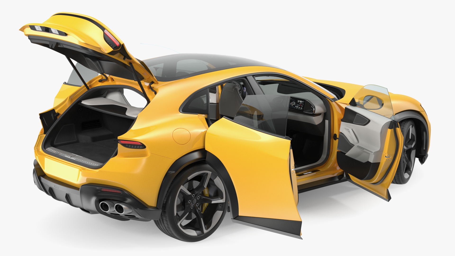 Extreme Crossover Sports Car Yellow Rigged 3D