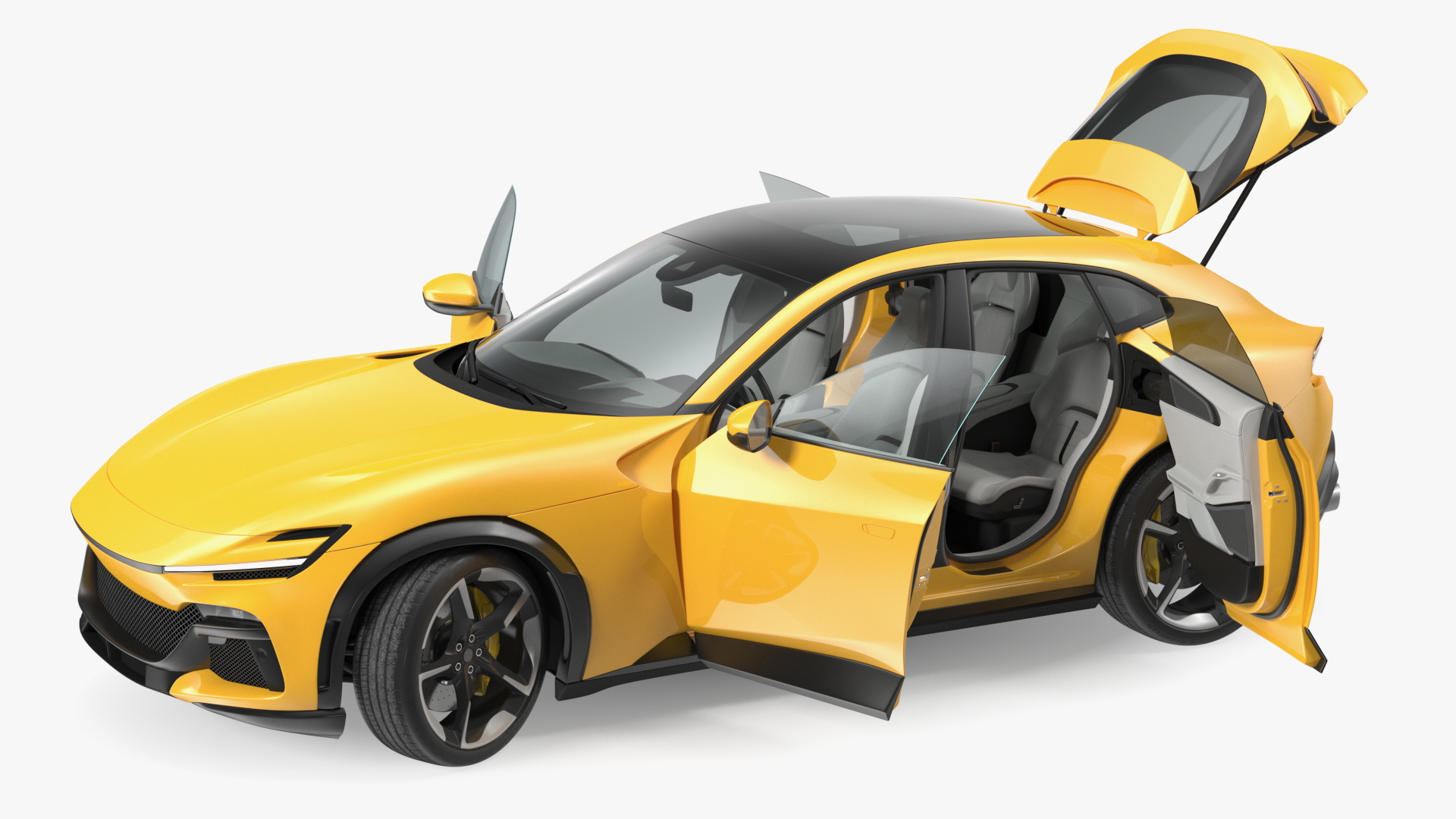 Extreme Crossover Sports Car Yellow Rigged 3D