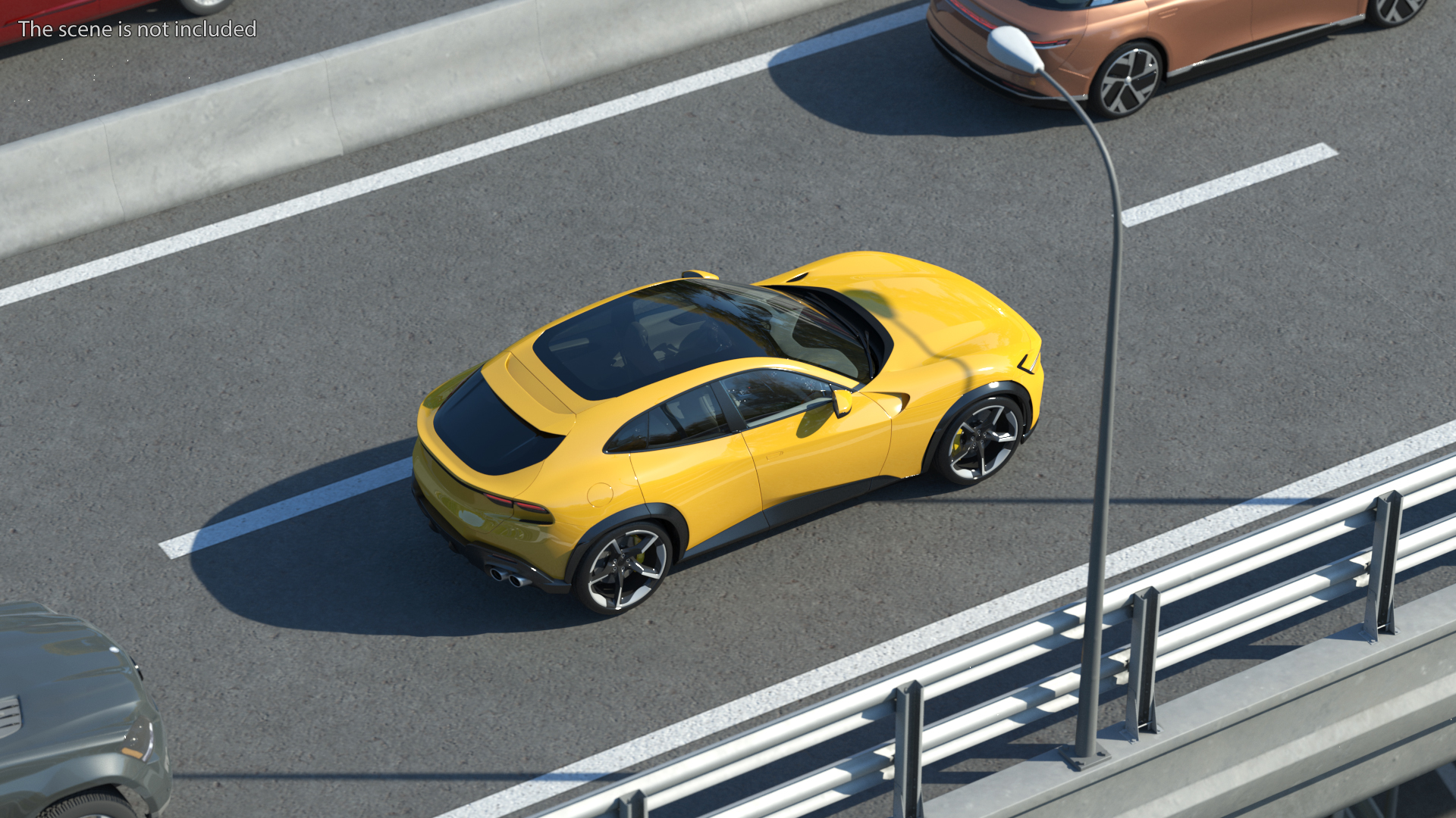 Extreme Crossover Sports Car Yellow Rigged 3D