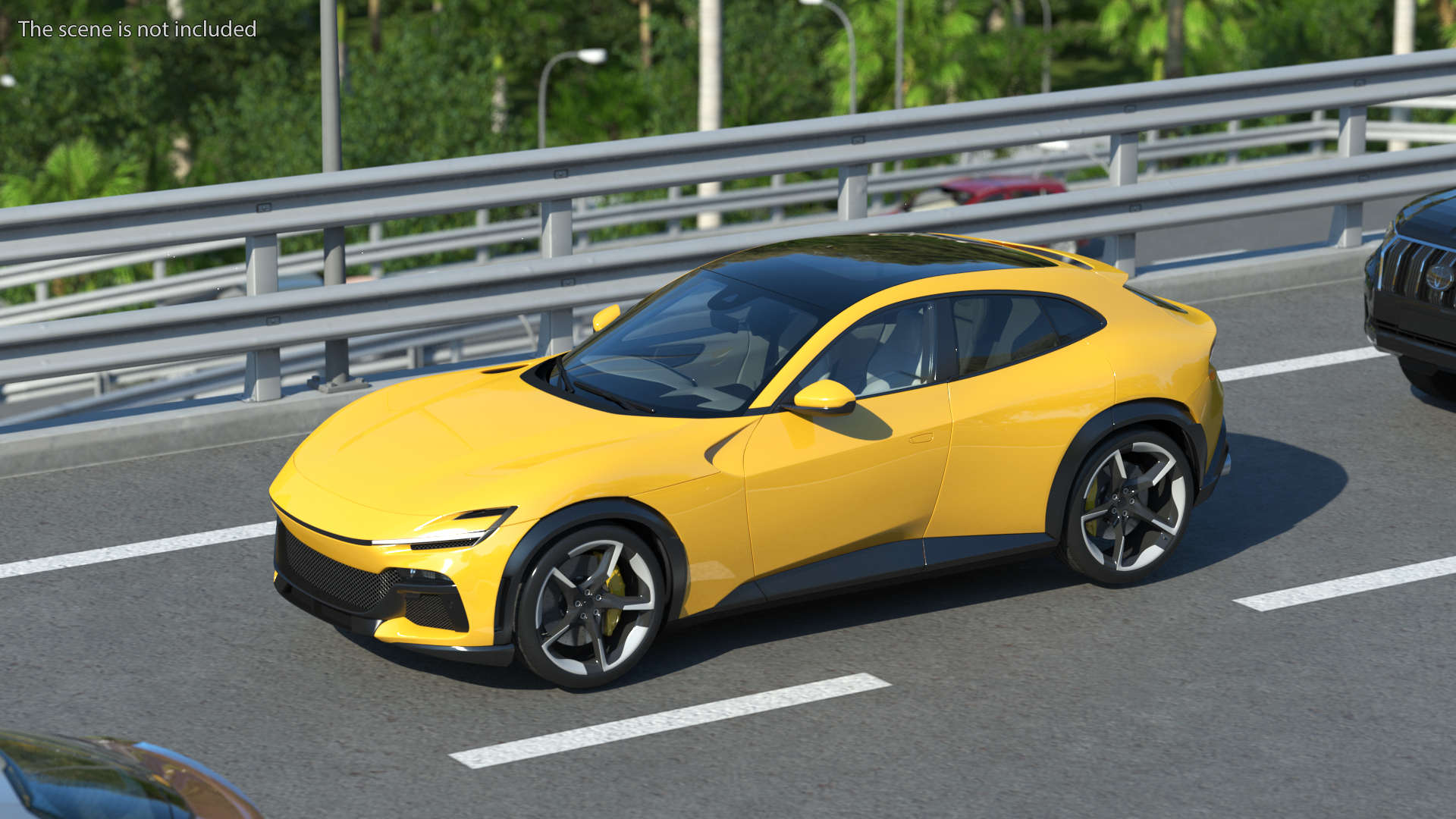 Extreme Crossover Sports Car Yellow Rigged 3D