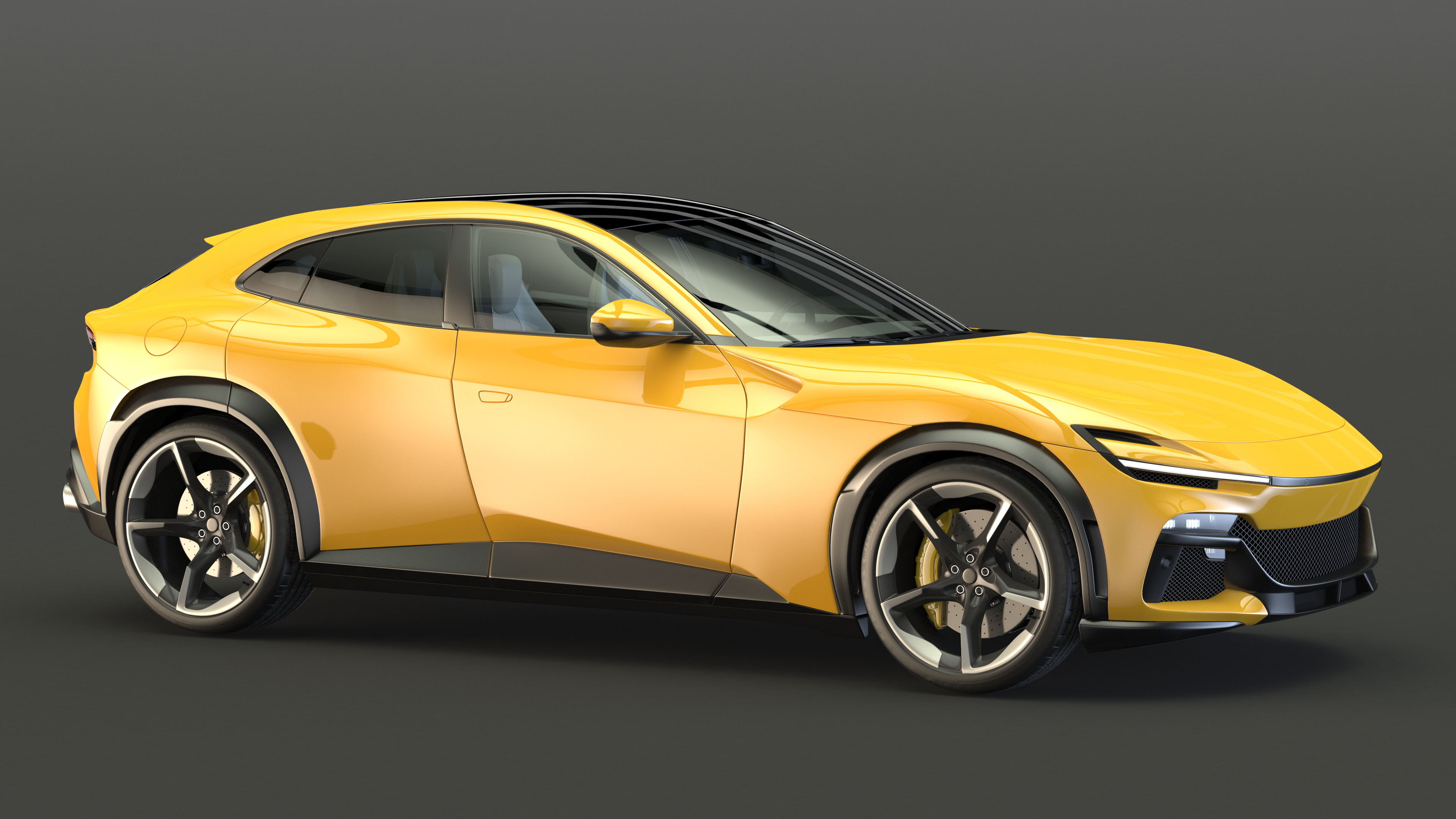Extreme Crossover Sports Car Yellow Rigged 3D