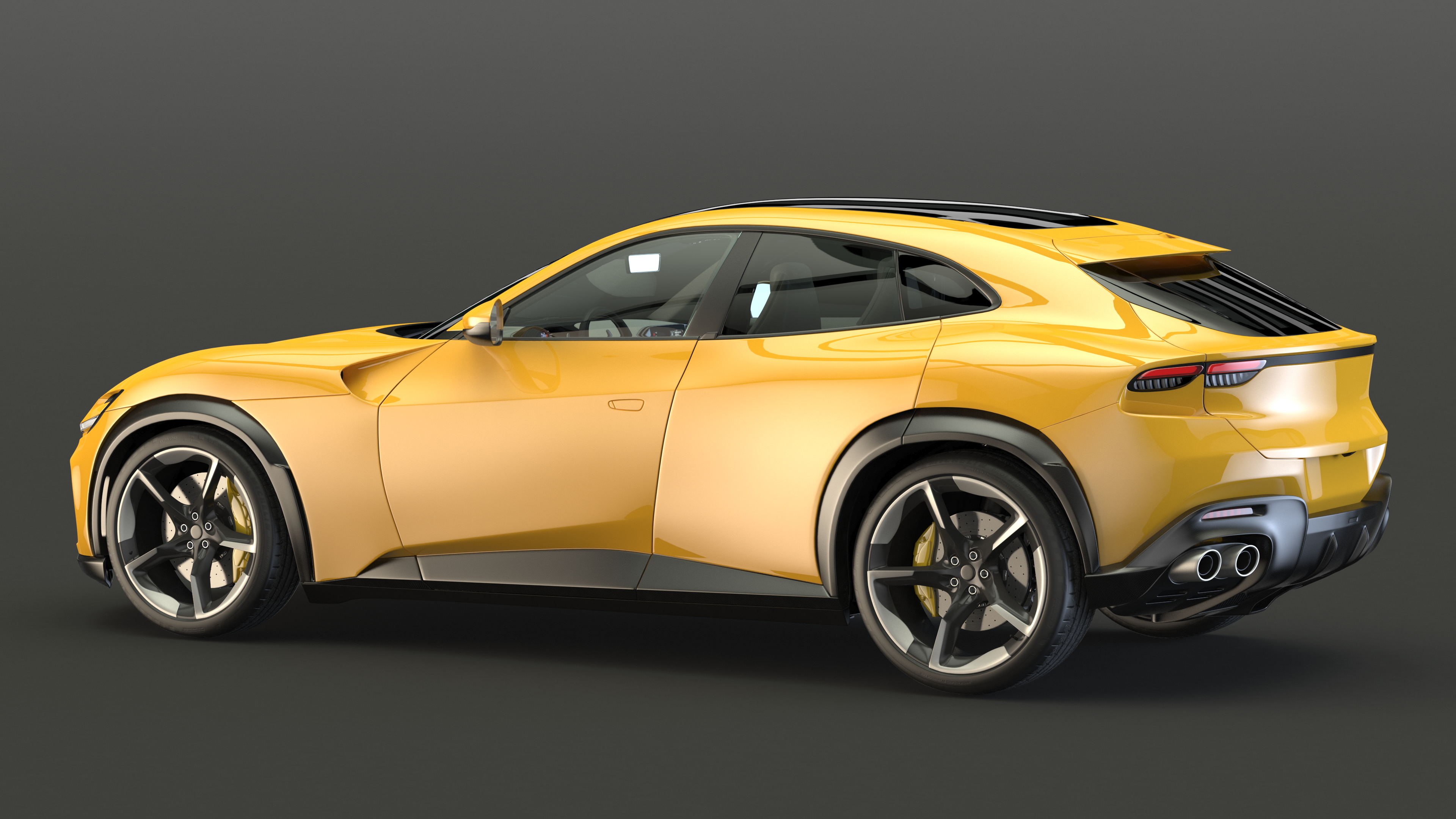 Extreme Crossover Sports Car Yellow Rigged 3D
