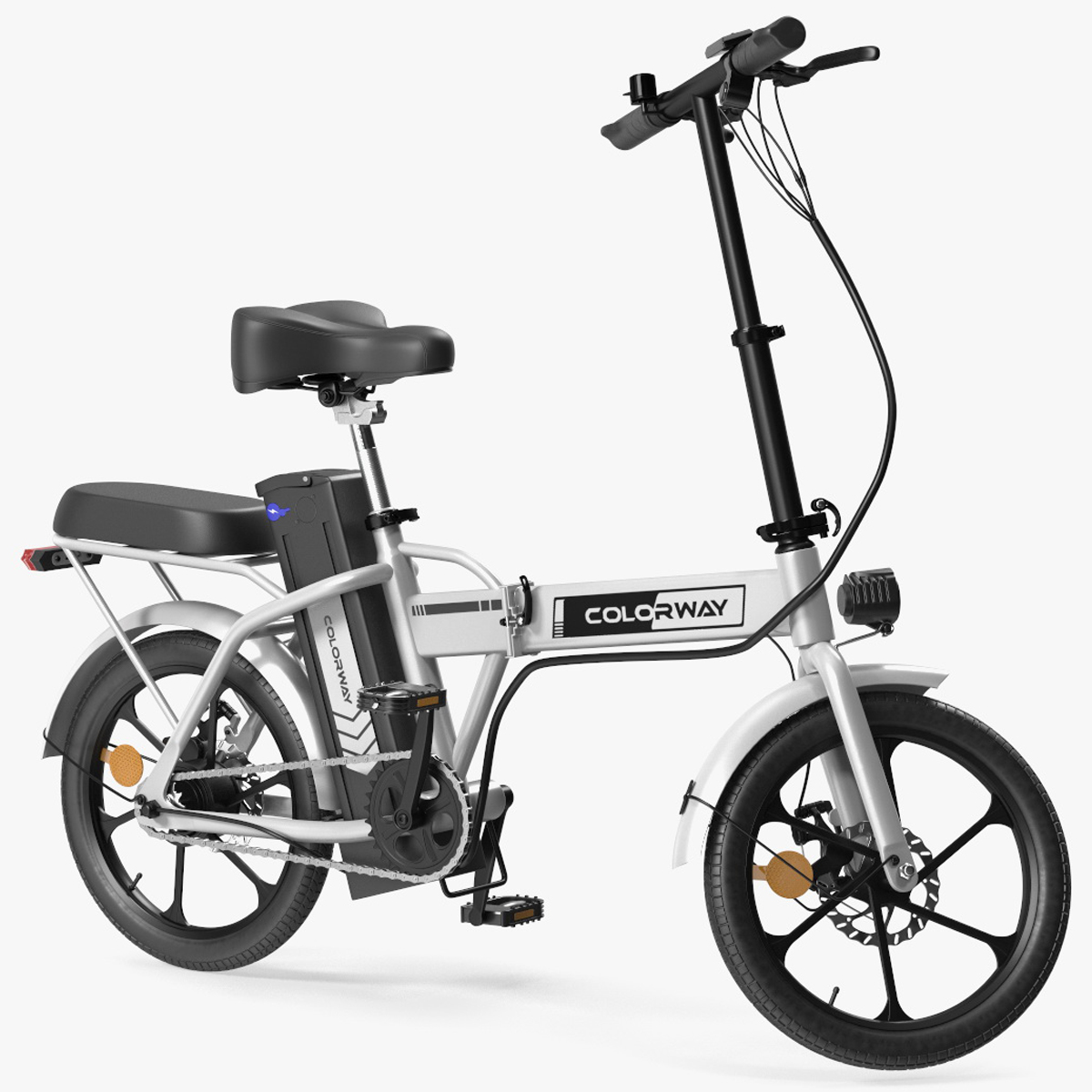 3D Electric Foldable E-Bicycle Colorway White Rigged for Cinema 4D model