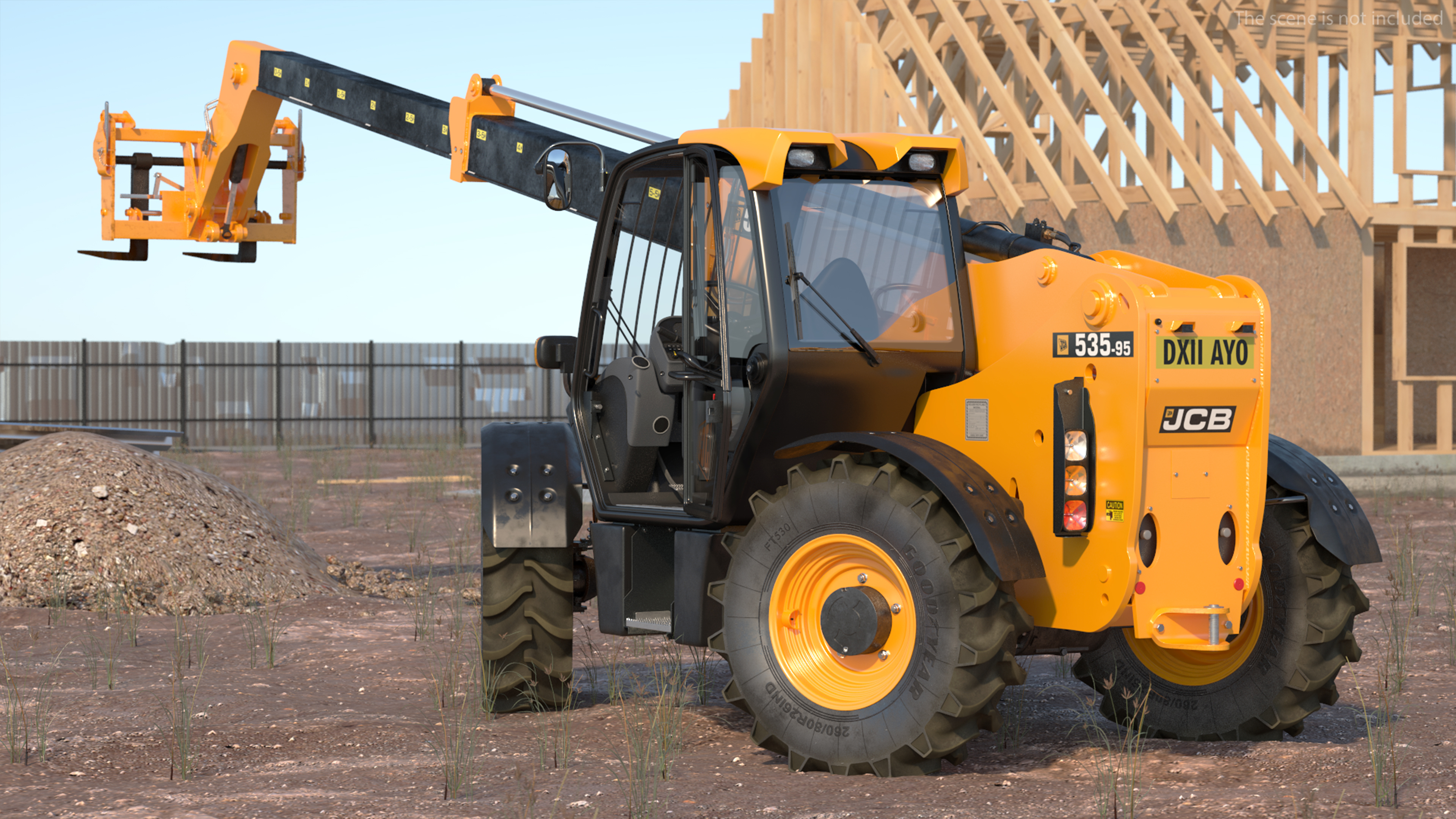 3D model Telescopic Handler JCB 535-95 Rigged for Cinema 4D