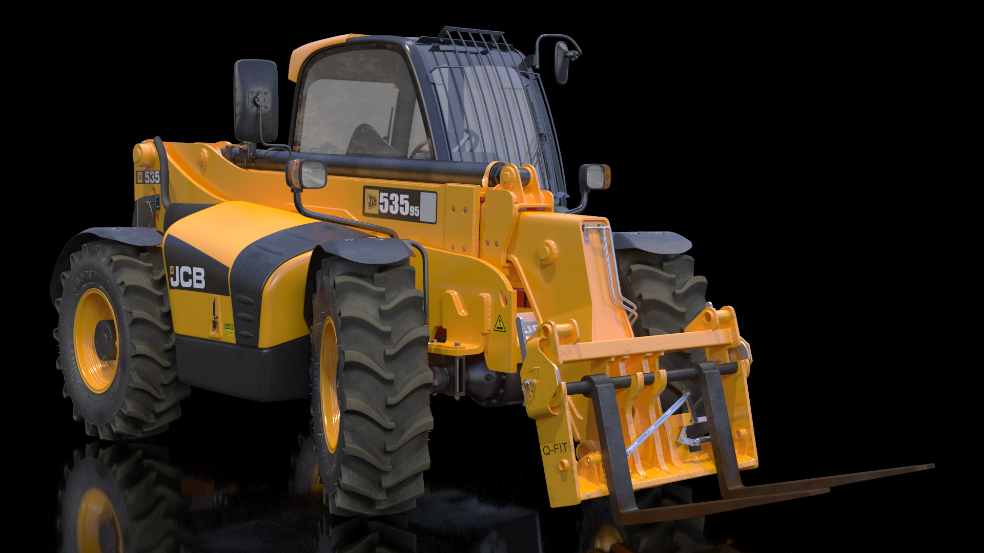 3D model Telescopic Handler JCB 535-95 Rigged for Cinema 4D