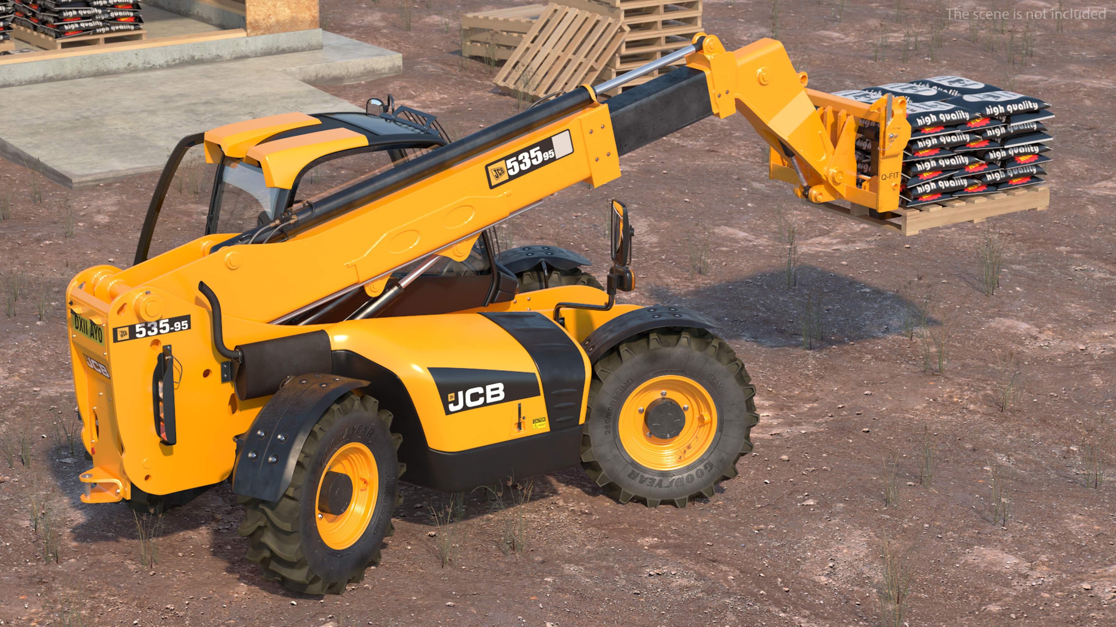 3D model Telescopic Handler JCB 535-95 Rigged for Cinema 4D