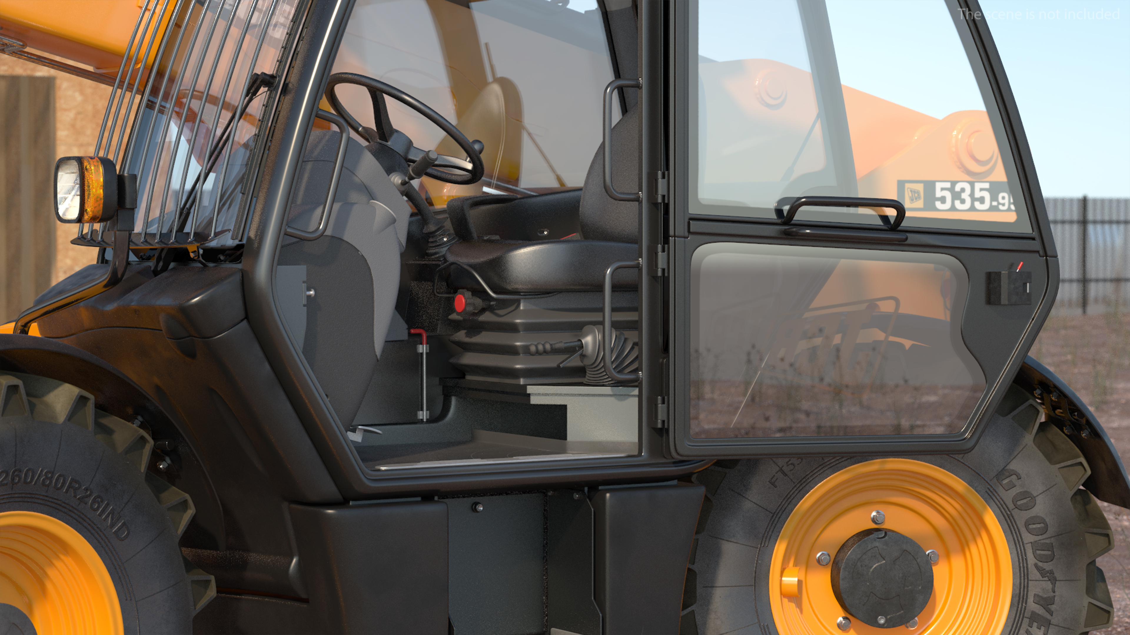 3D model Telescopic Handler JCB 535-95 Rigged for Cinema 4D