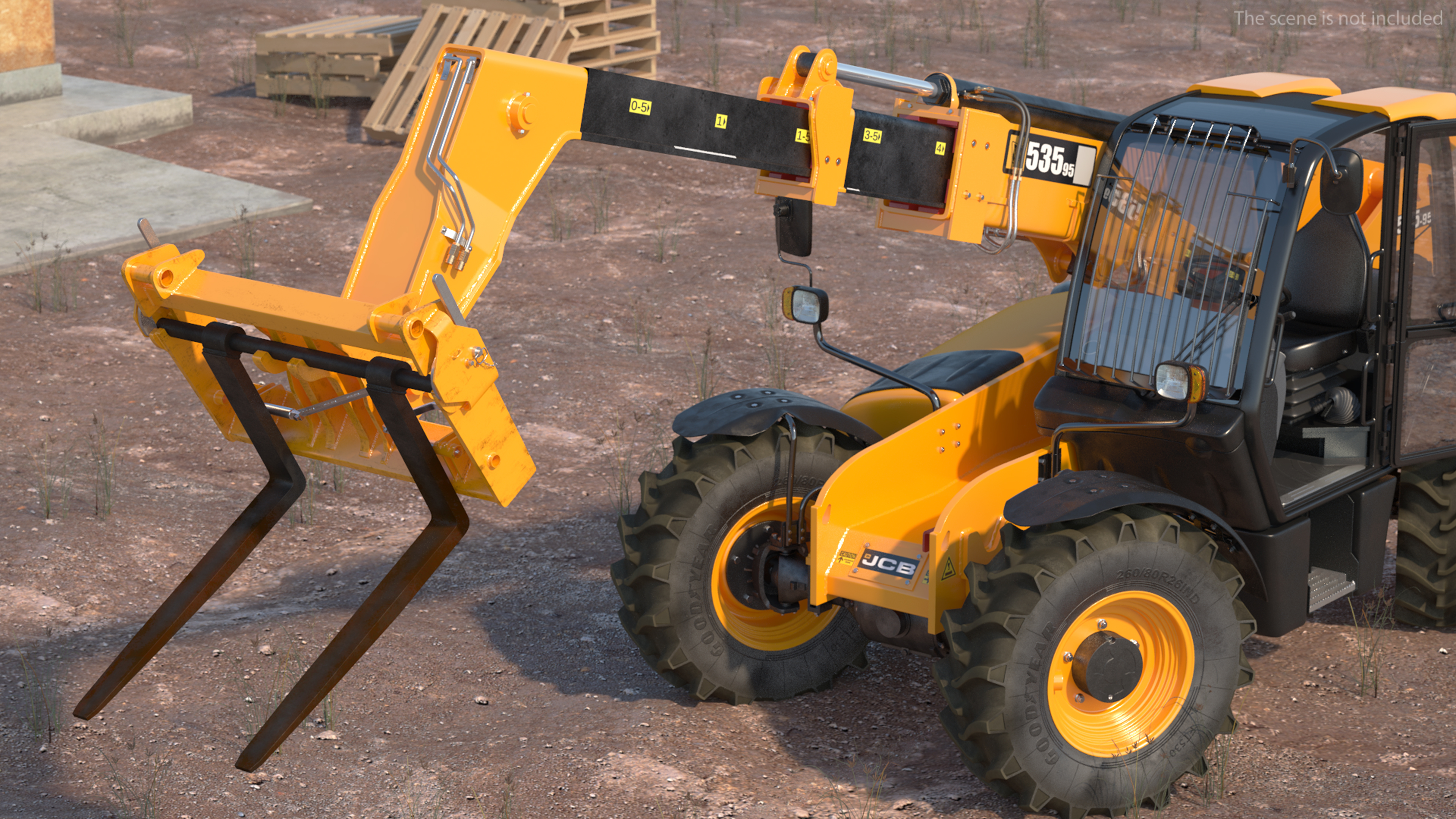 3D model Telescopic Handler JCB 535-95 Rigged for Cinema 4D
