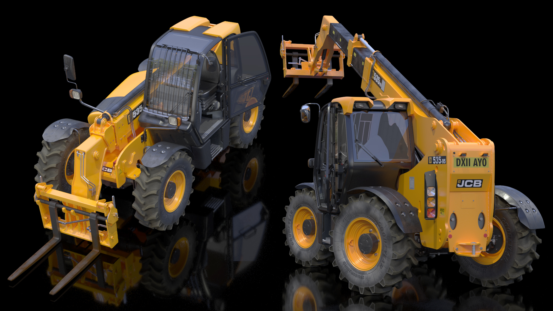 3D model Telescopic Handler JCB 535-95 Rigged for Cinema 4D