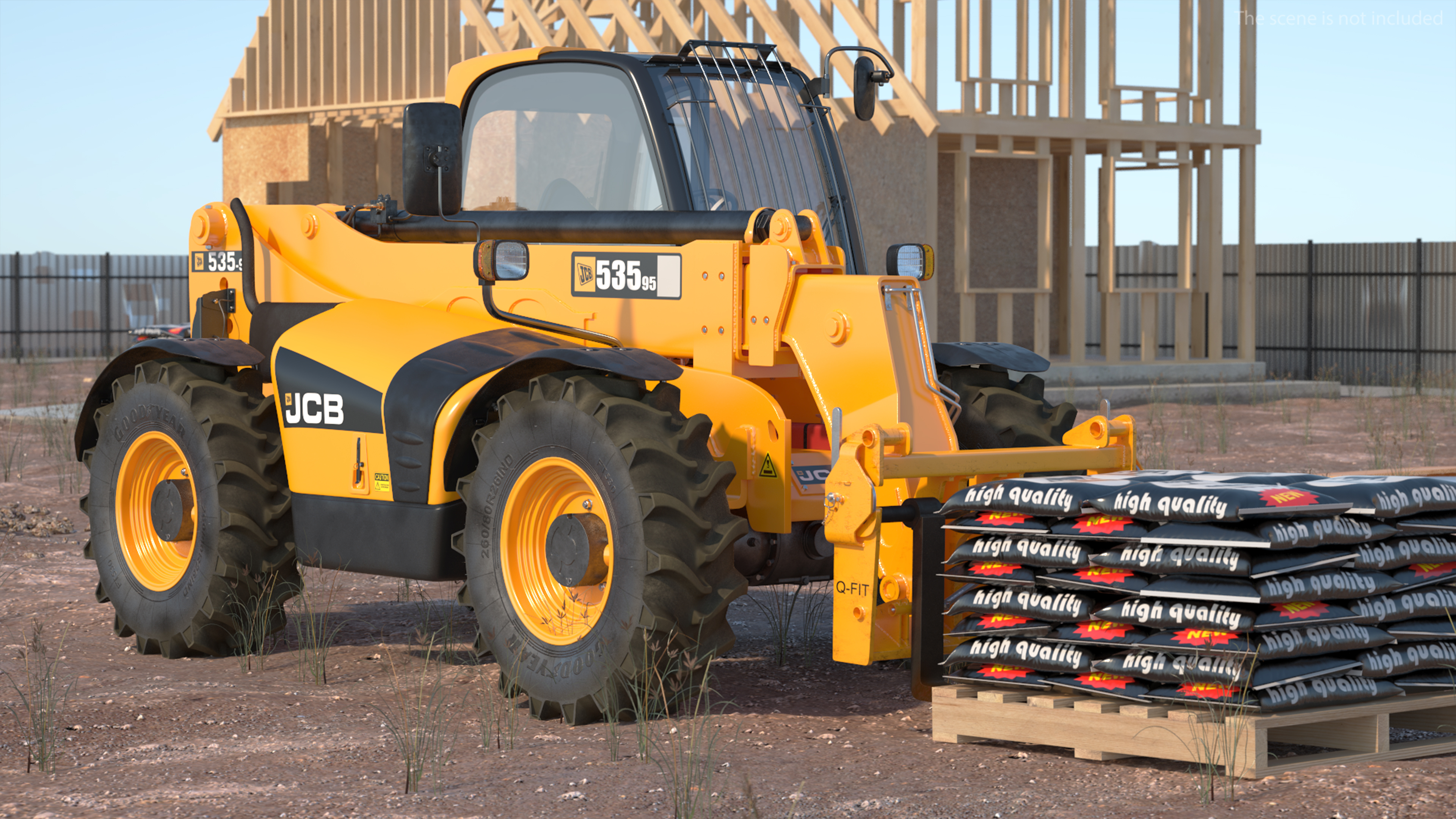 3D model Telescopic Handler JCB 535-95 Rigged for Cinema 4D