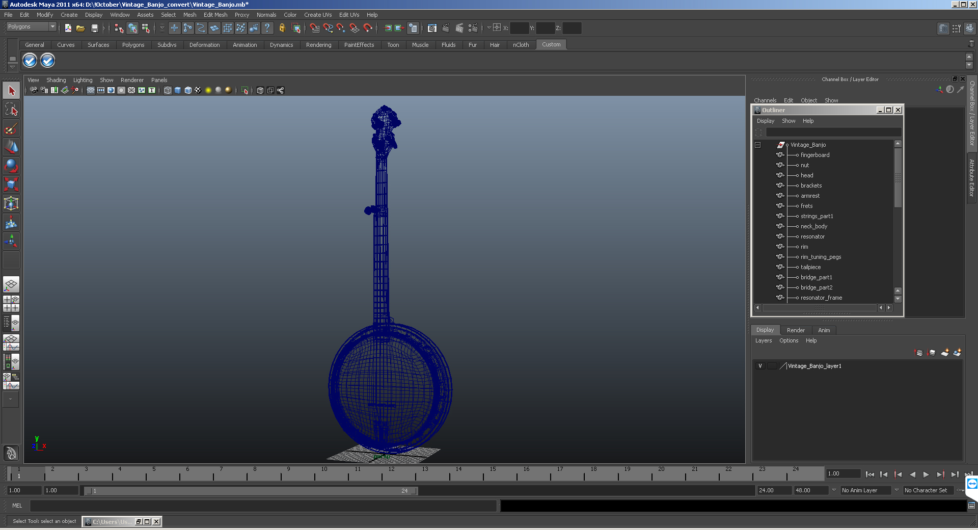 3D Vintage Banjo model