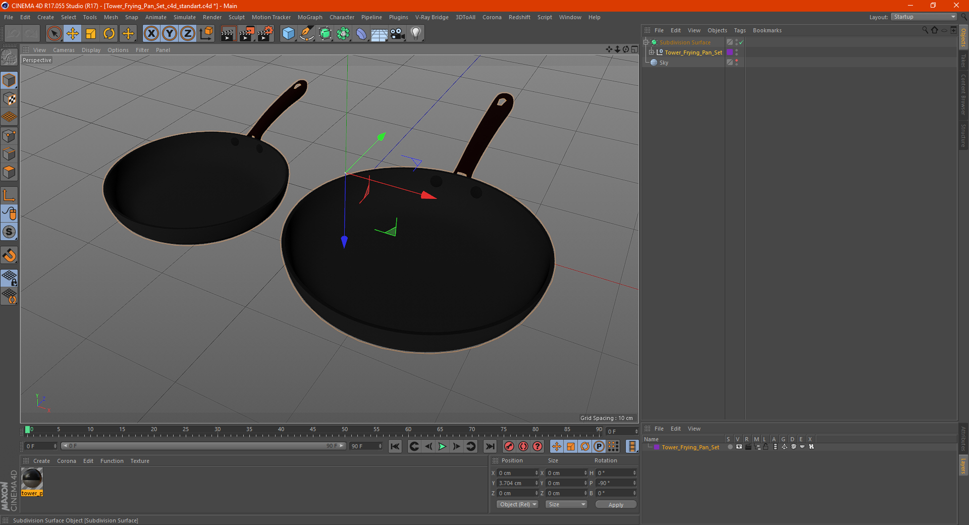 3D model Tower Frying Pan Set
