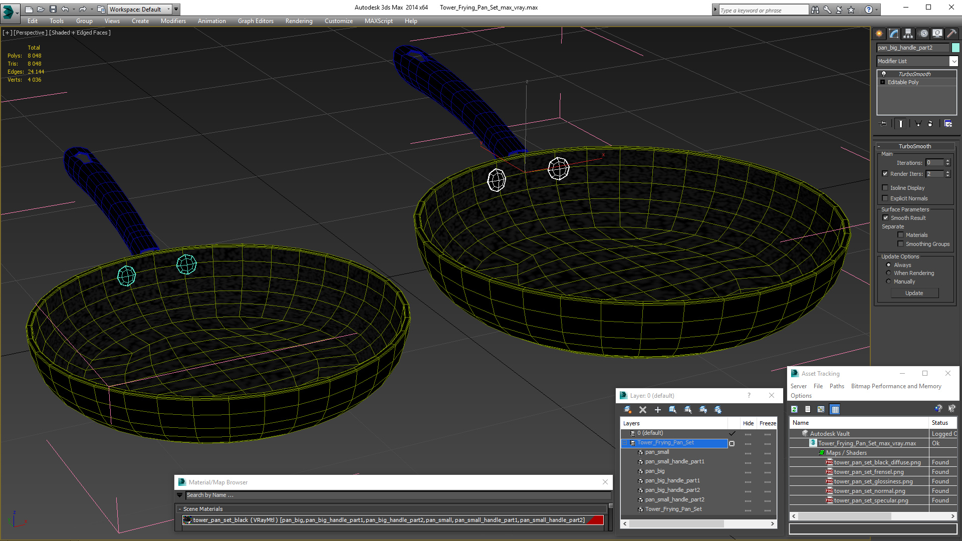 3D model Tower Frying Pan Set