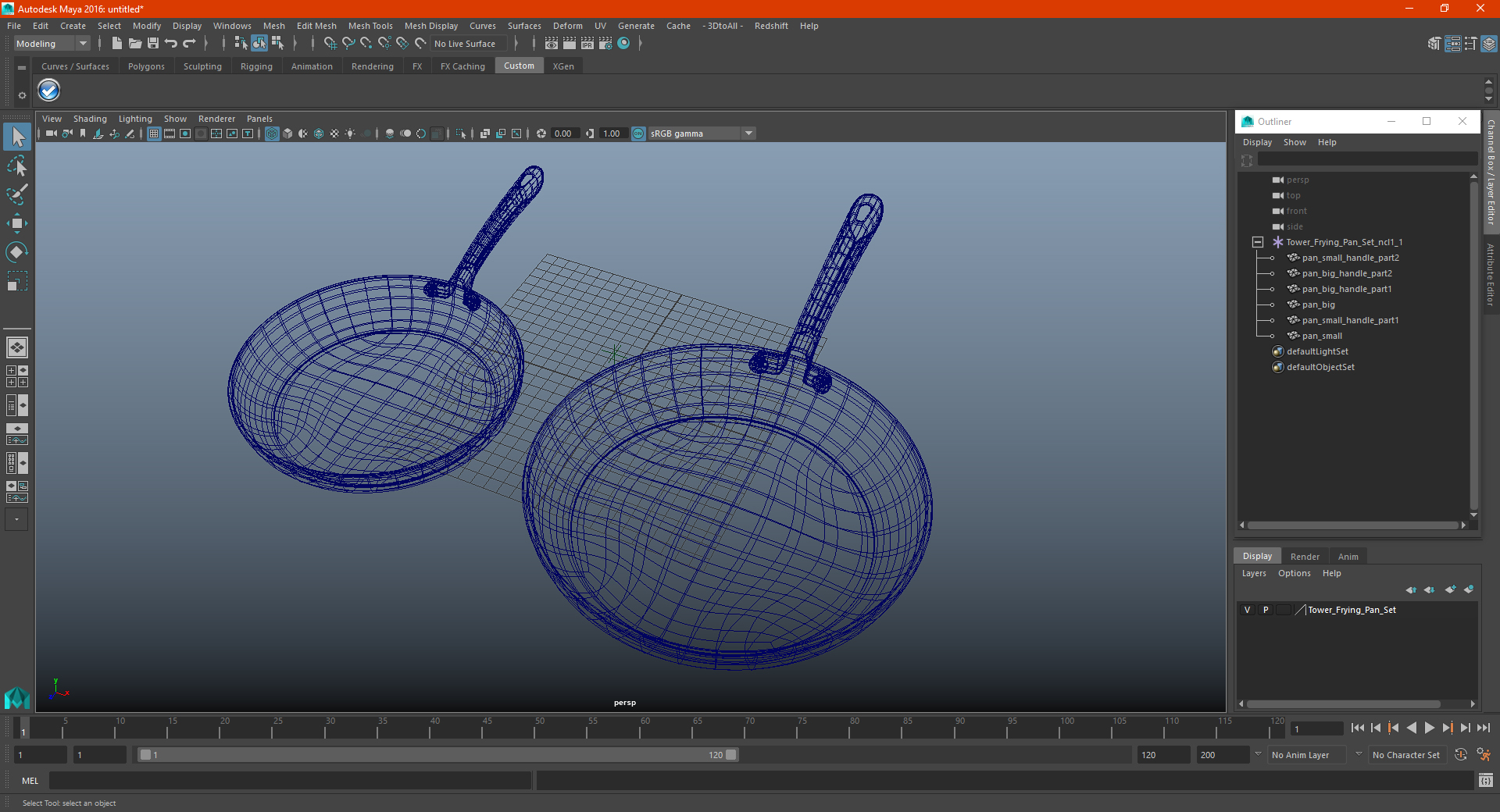 3D model Tower Frying Pan Set