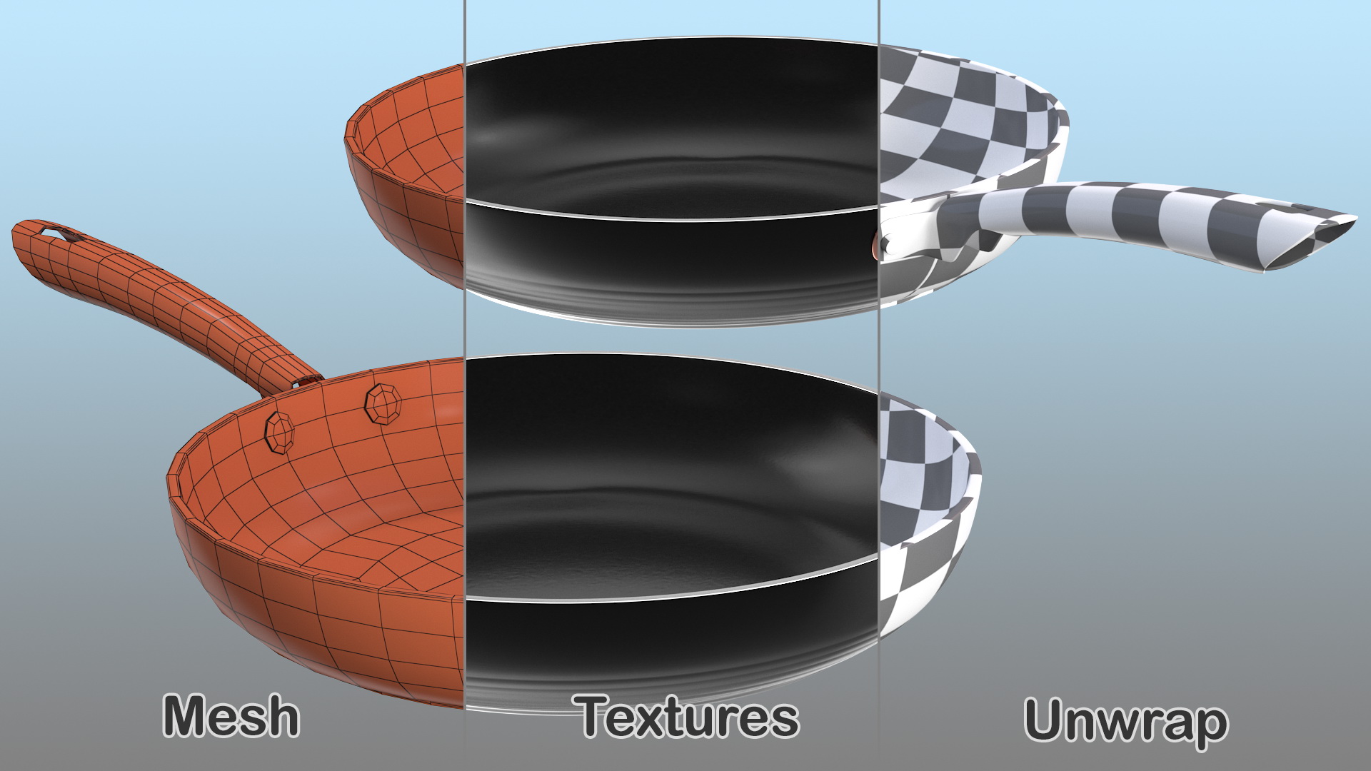 3D model Tower Frying Pan Set