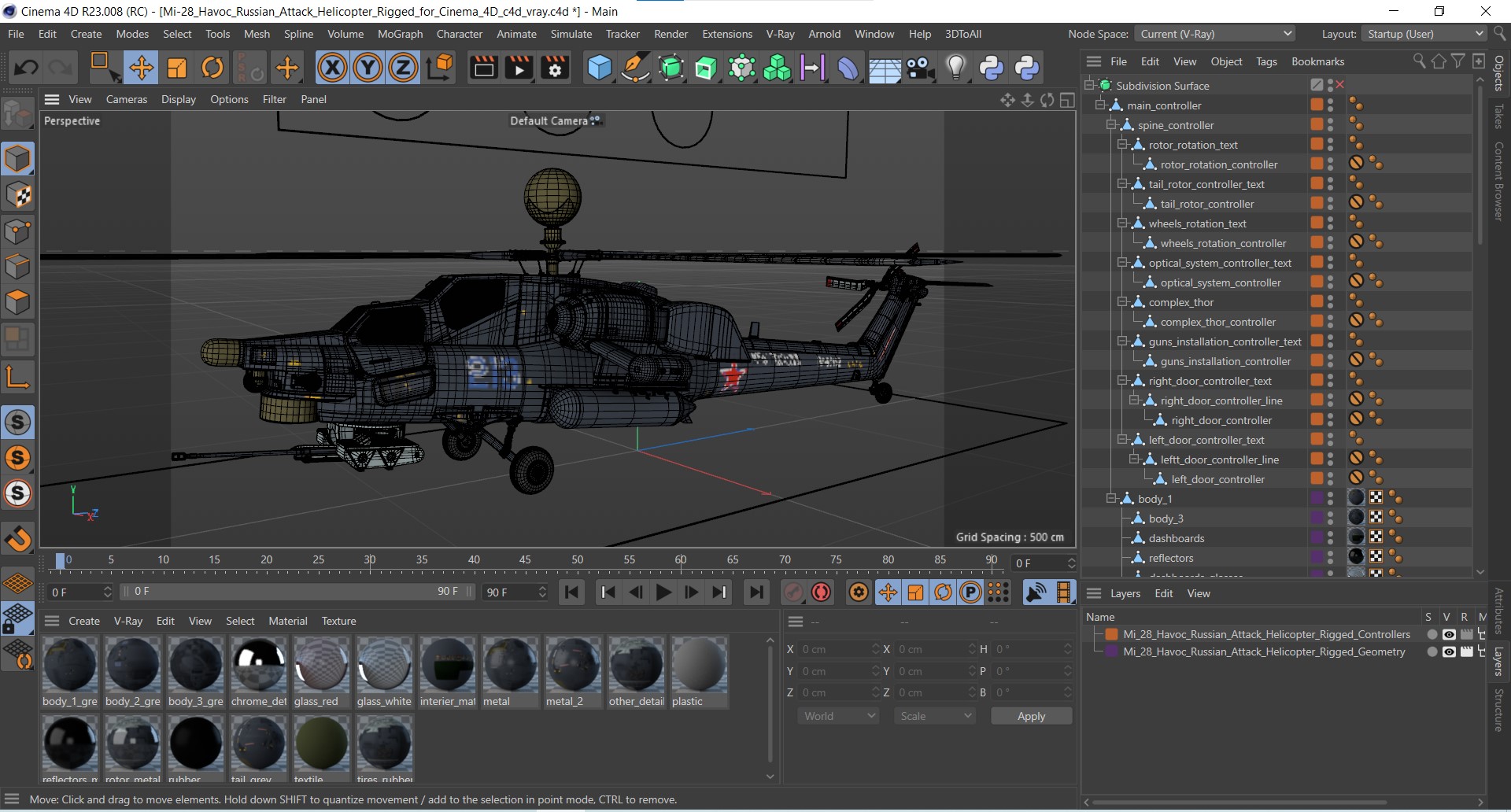 3D Mi-28 Havoc Russian Attack Helicopter Rigged for Cinema 4D model