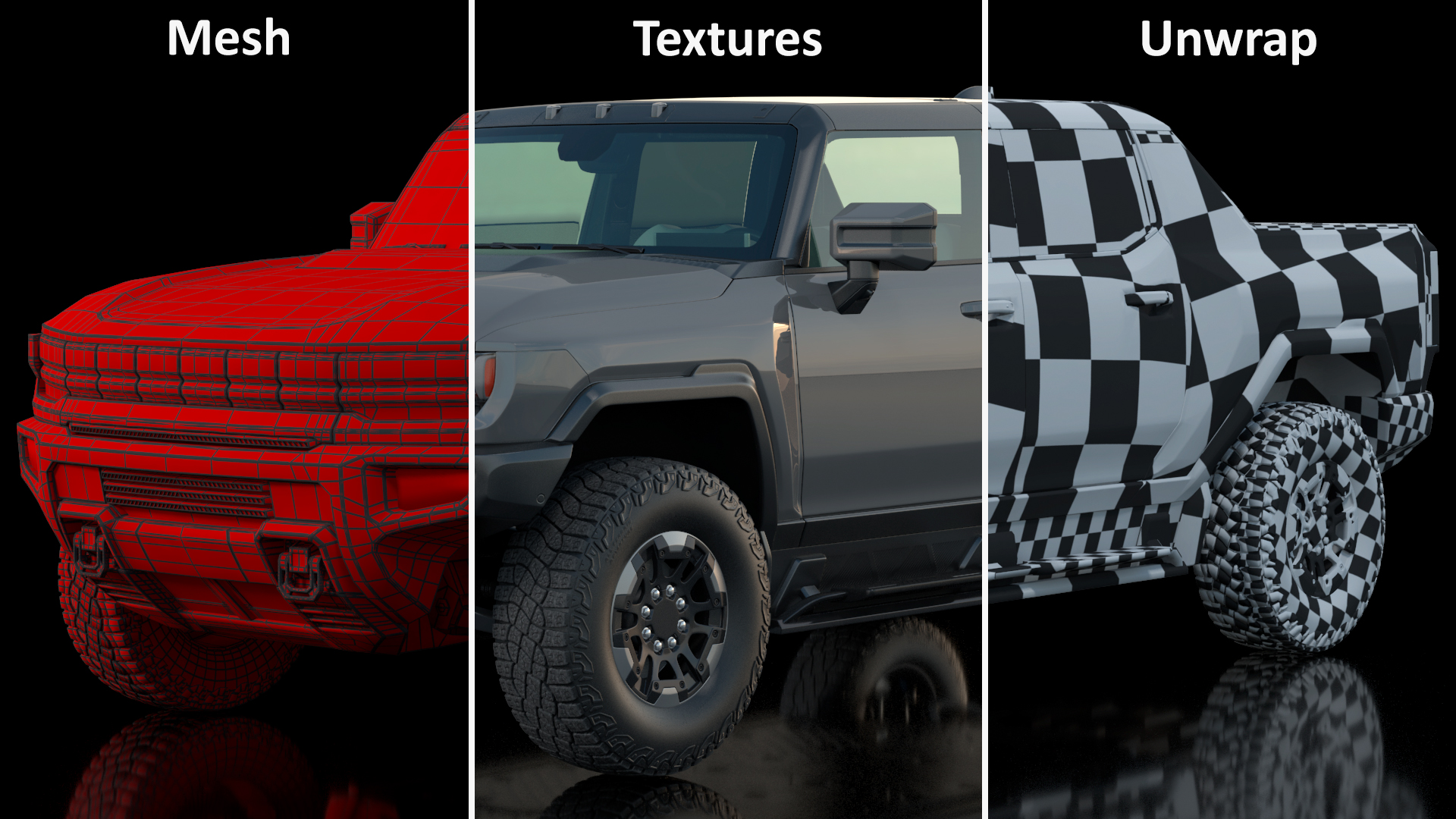 Electric Pickup Truck Simple Interior 3D